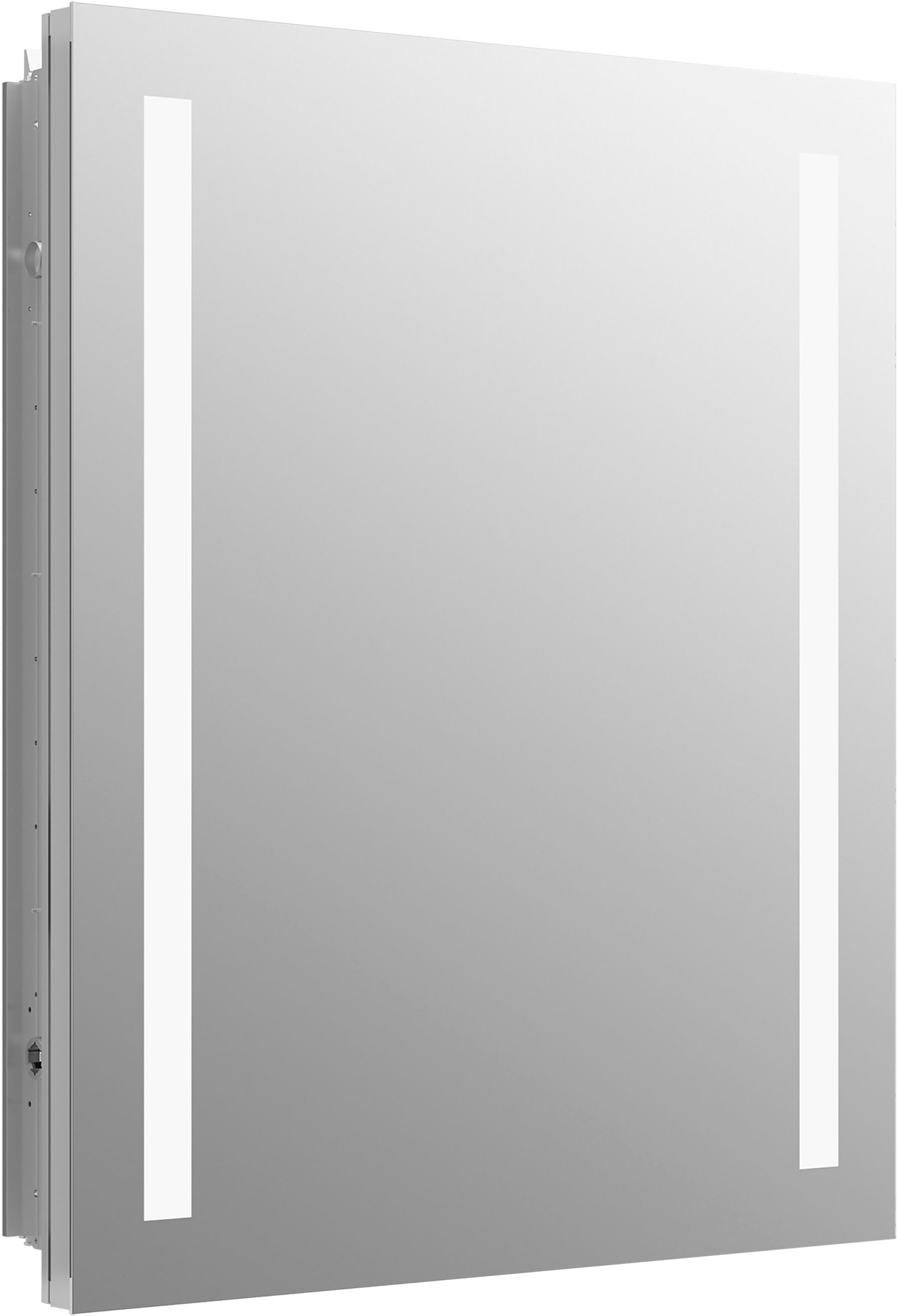 KOHLER K-99007-TLC-NA Verdera 24-in x 30-in Lighted LED Surface/Recessed Mount Aluminum Mirrored Soft Close Medicine Cabinet with Outlet
