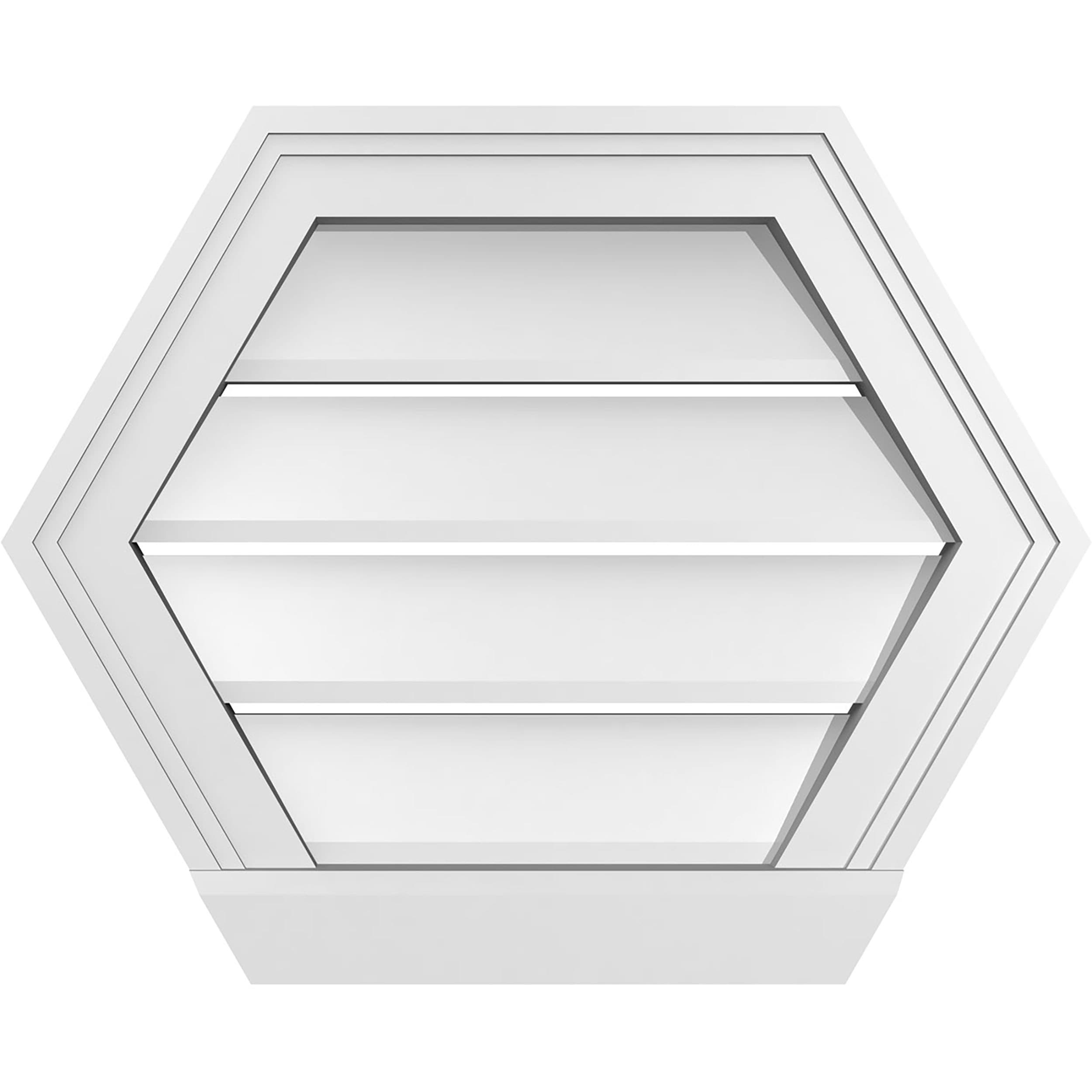 Ekena Millwork GVPHP20X1603SF 20-Inches x 16-Inches Off-white Peaked PVC Gable Louver Vent