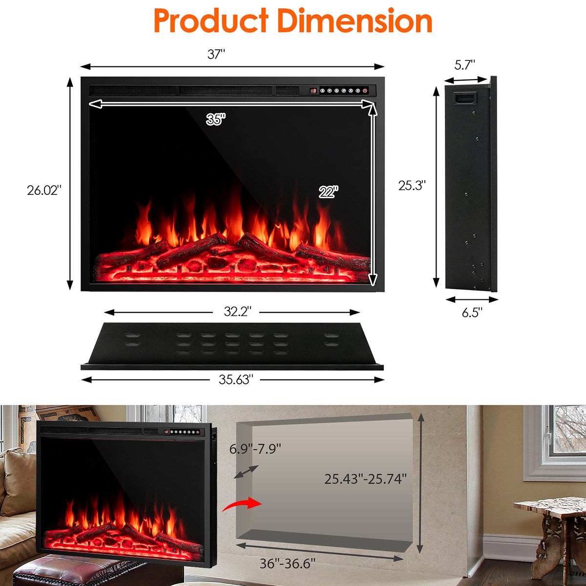 Clihome CL--10191 Electric-Fireplaces - View #3