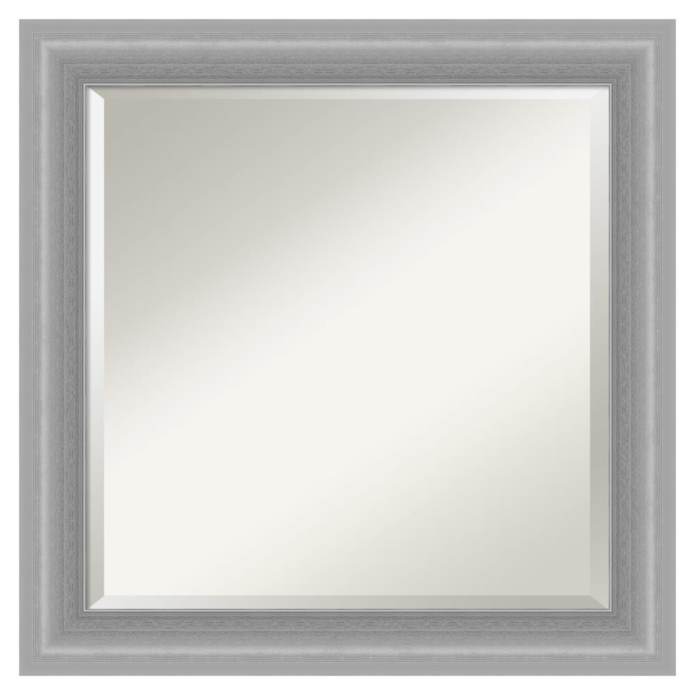 Amanti Art DSW4960881 Peak 24.5-in x 24.5-in Framed Square Bathroom Vanity Mirror ( Silver )