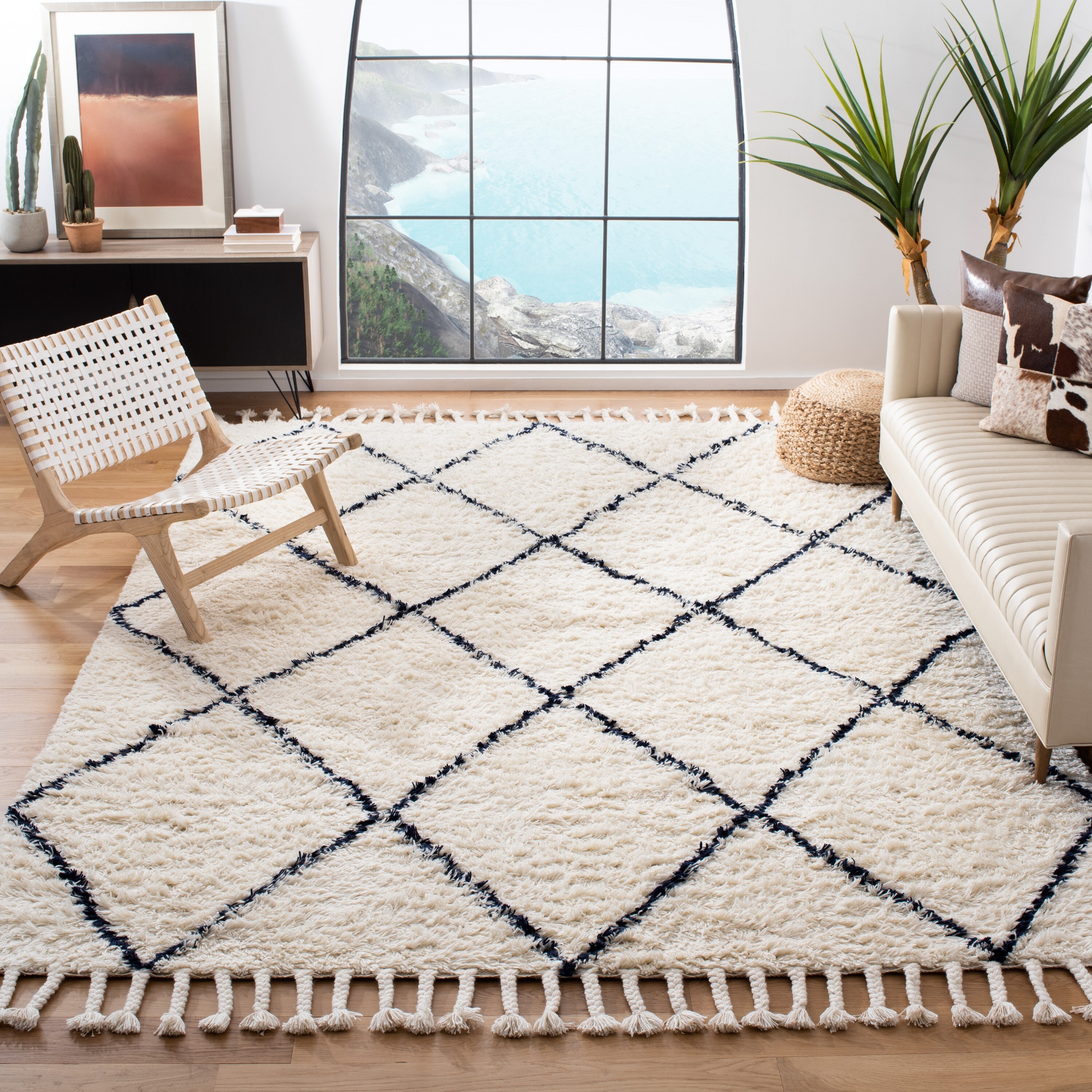 Safavieh CSB951N-8 Casablanca Taake 8 x 10 (ft) Wool Navy/Ivory Rectangular Indoor Abstract Moroccan Area rug