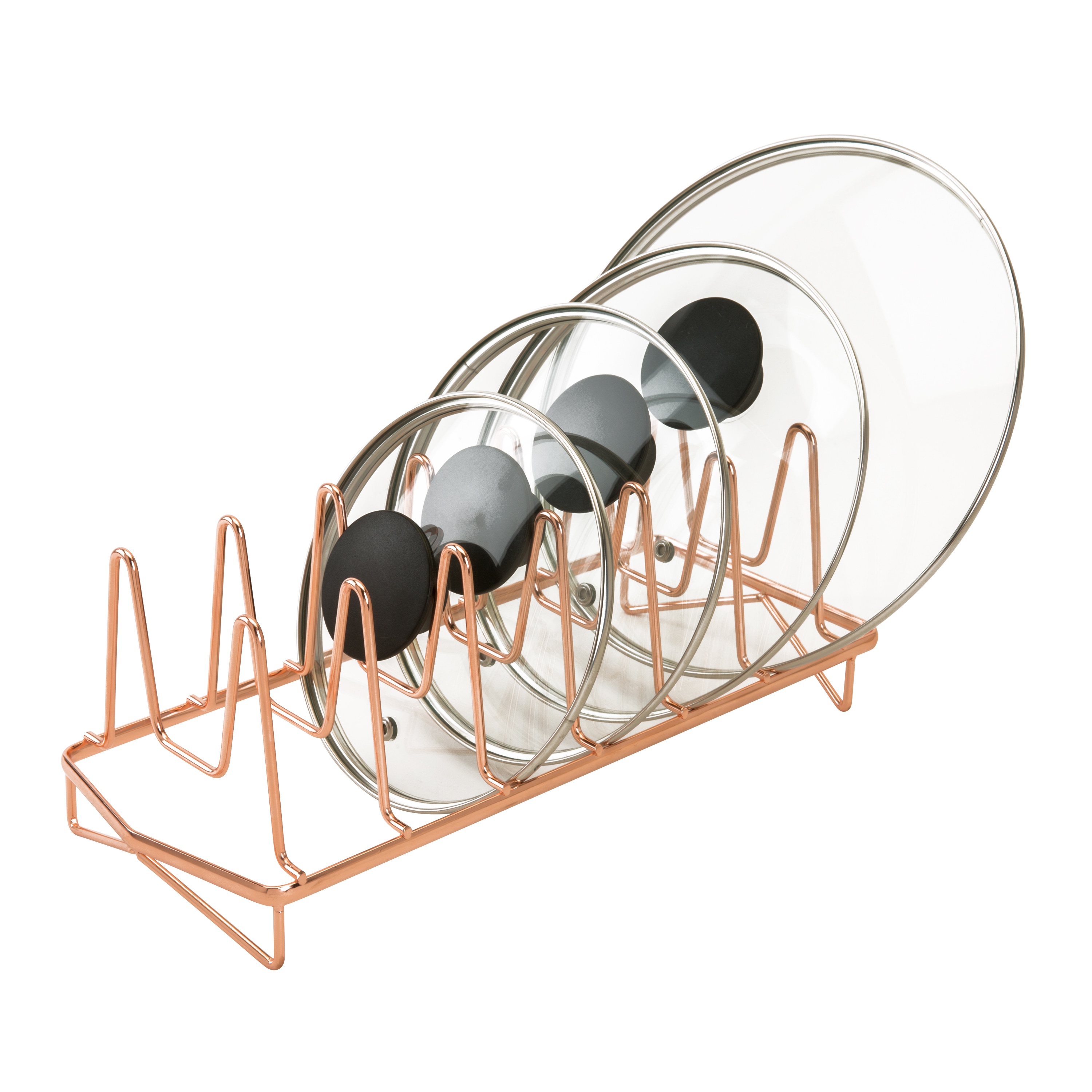 Kitchen Details 23379-COPPER 5.50-Inches W x 4.90-Inches H x 13.60-Inches D 6 -Tier Freestanding Copper Metal Lid rack