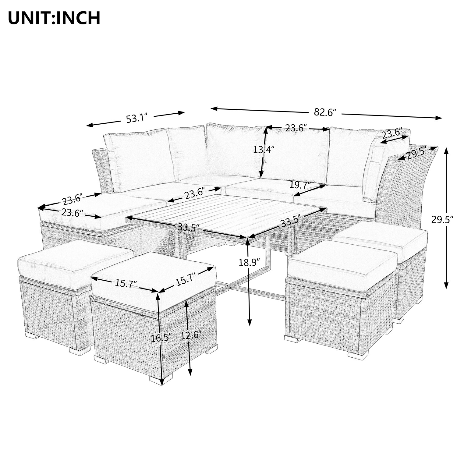 SINOFURN SYA020388GY Patio-Conversation-Sets - View #8