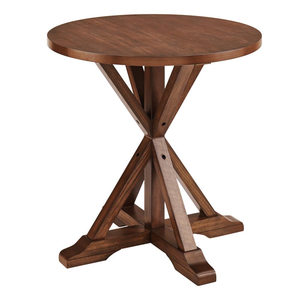 Boston Loft Furnishings ATG7990DN Ingner Kona Brown Round Contemporary/Modern Dining Table, Wood with Kona Brown Finish Wood Pedestal Base 30-in L x 30-in H