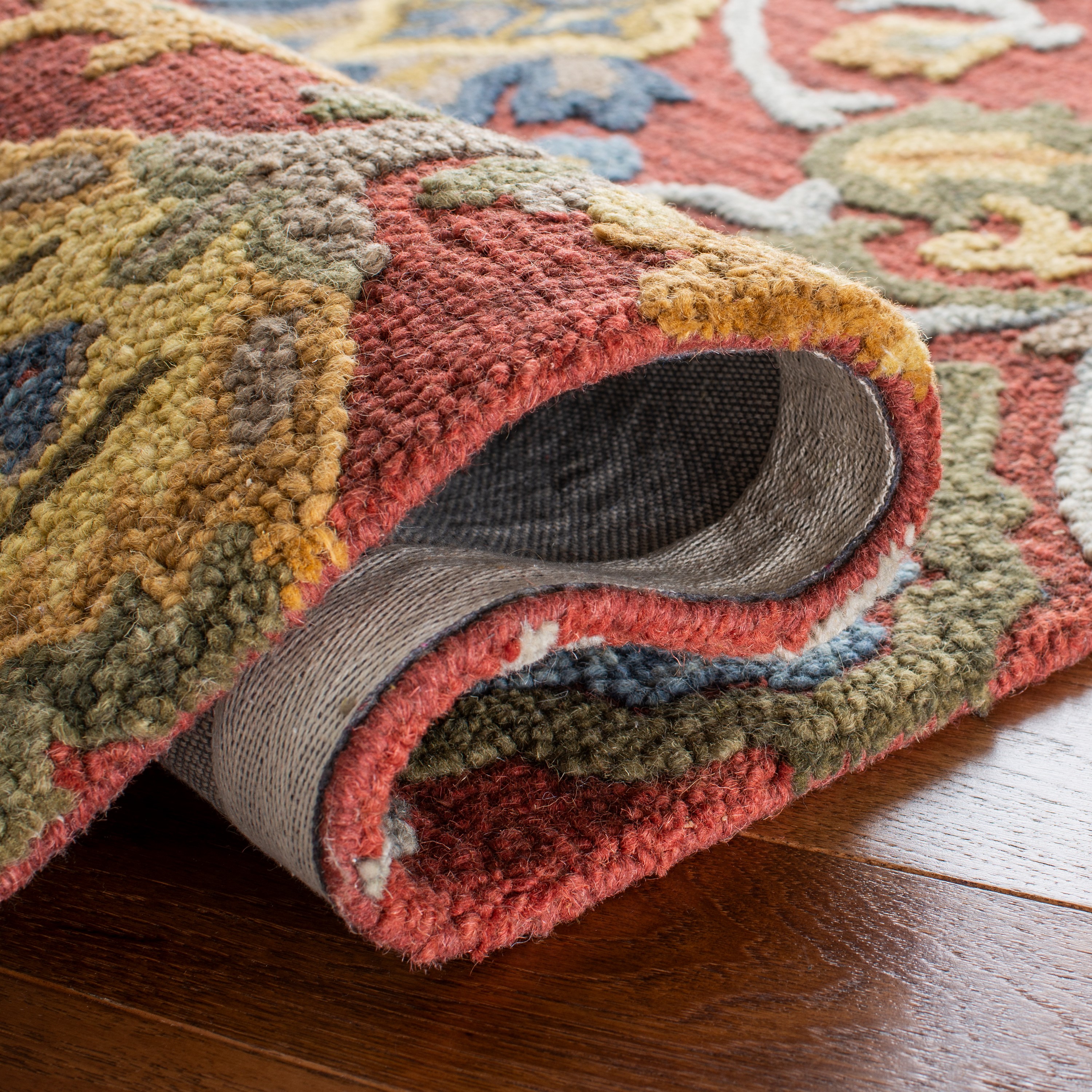 Blossom Red and Multicolor Floral Wool 8' x 10' Area Rug