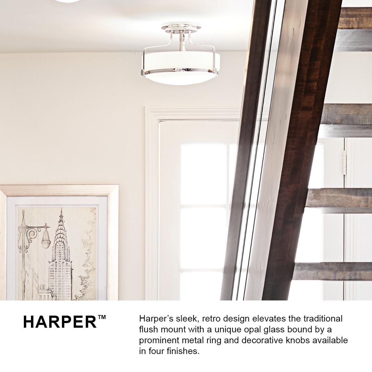 Hinkley Harper 3-Light 18-in Brushed Nickel Semi Flush Mount Light in ...