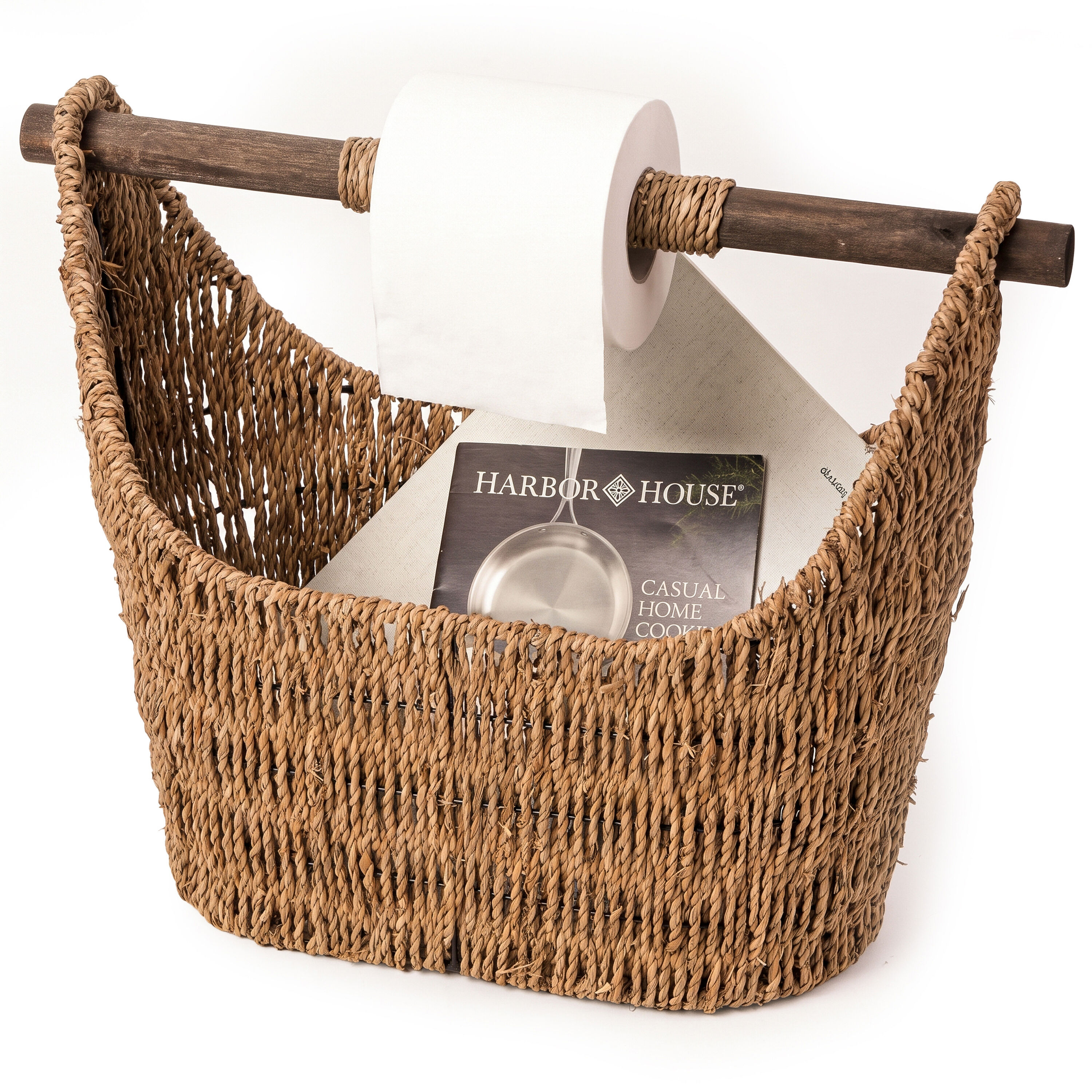 Wickerwise Brown Freestanding Basket Toilet Paper Holder 1 -Rolls