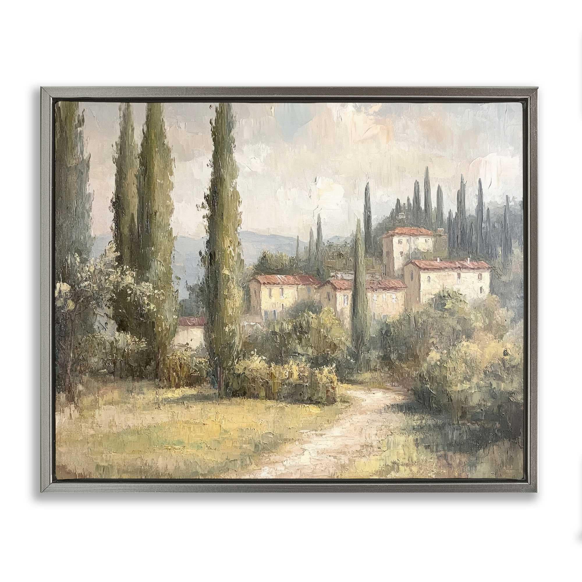 Stupell Industries BT-814-FFL-24X30 Villa Hidden in Trees Gray Framed Floater Canvas Wall Art By Petal Prints Design 31 x 25