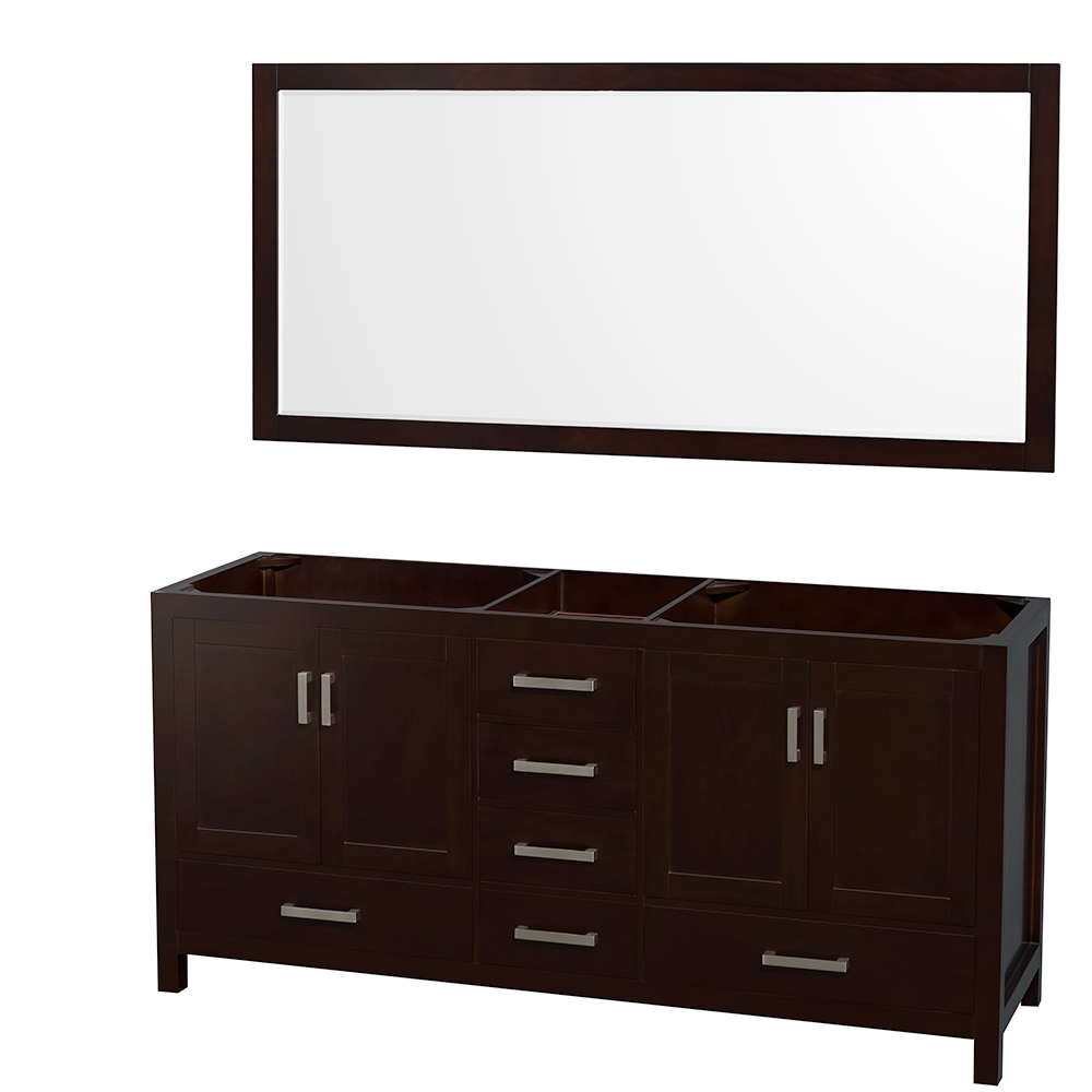Wyndham Collection WCS141472DESCXSXXM70 Sheffield 72-in Espresso with Brushed Chrome Trim Bathroom Vanity Base Cabinet without Top (Mirror Included)