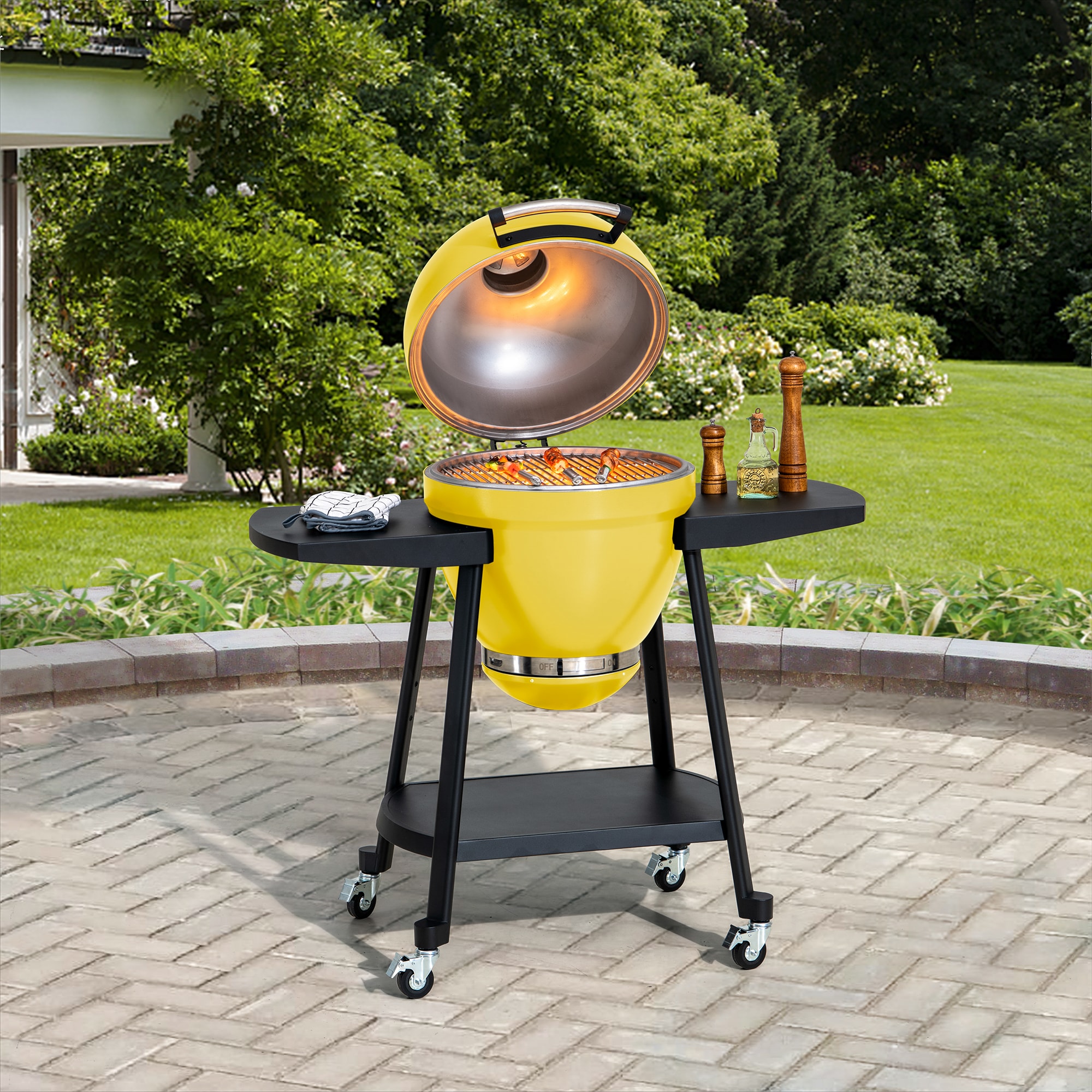 Sunjoy A504002327 386-Sq. in Yellow Portable Charcoal Grill