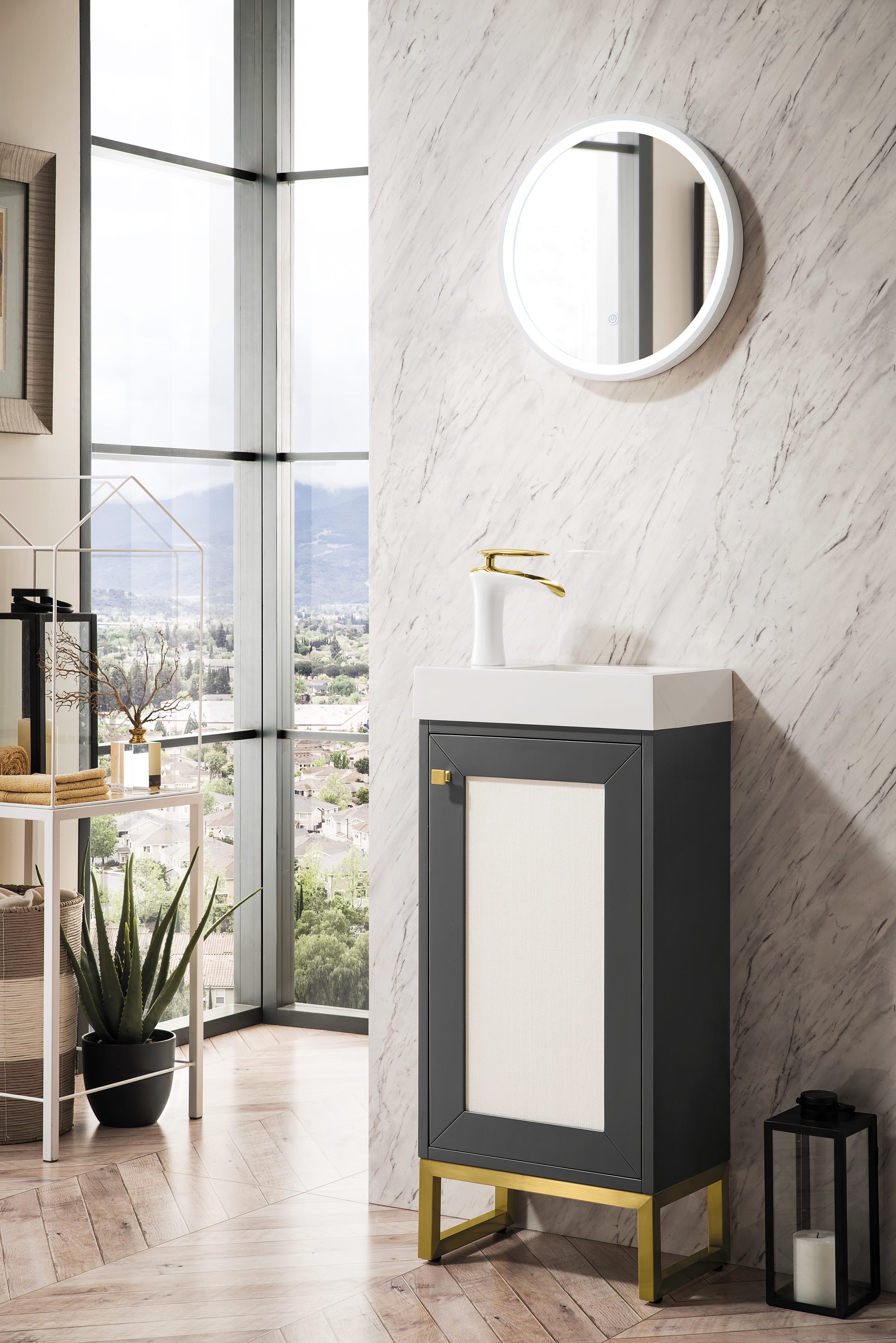 20 Chianti Single Bathroom Vanity, Mineral Gray, Radiant Gold