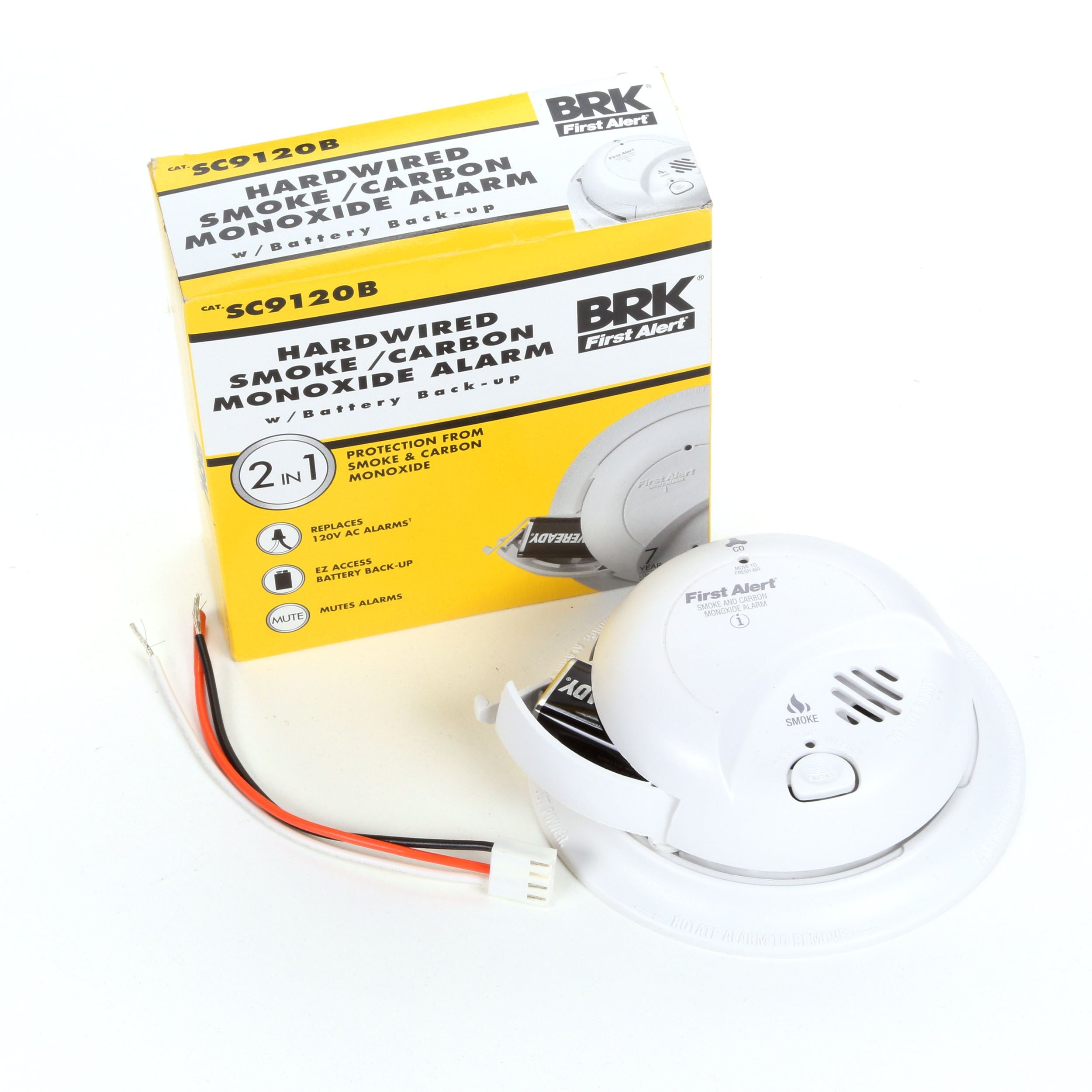 First Alert BRK SC9120B Hardwired Smoke and Carbon Monoxide Detector with B CO 