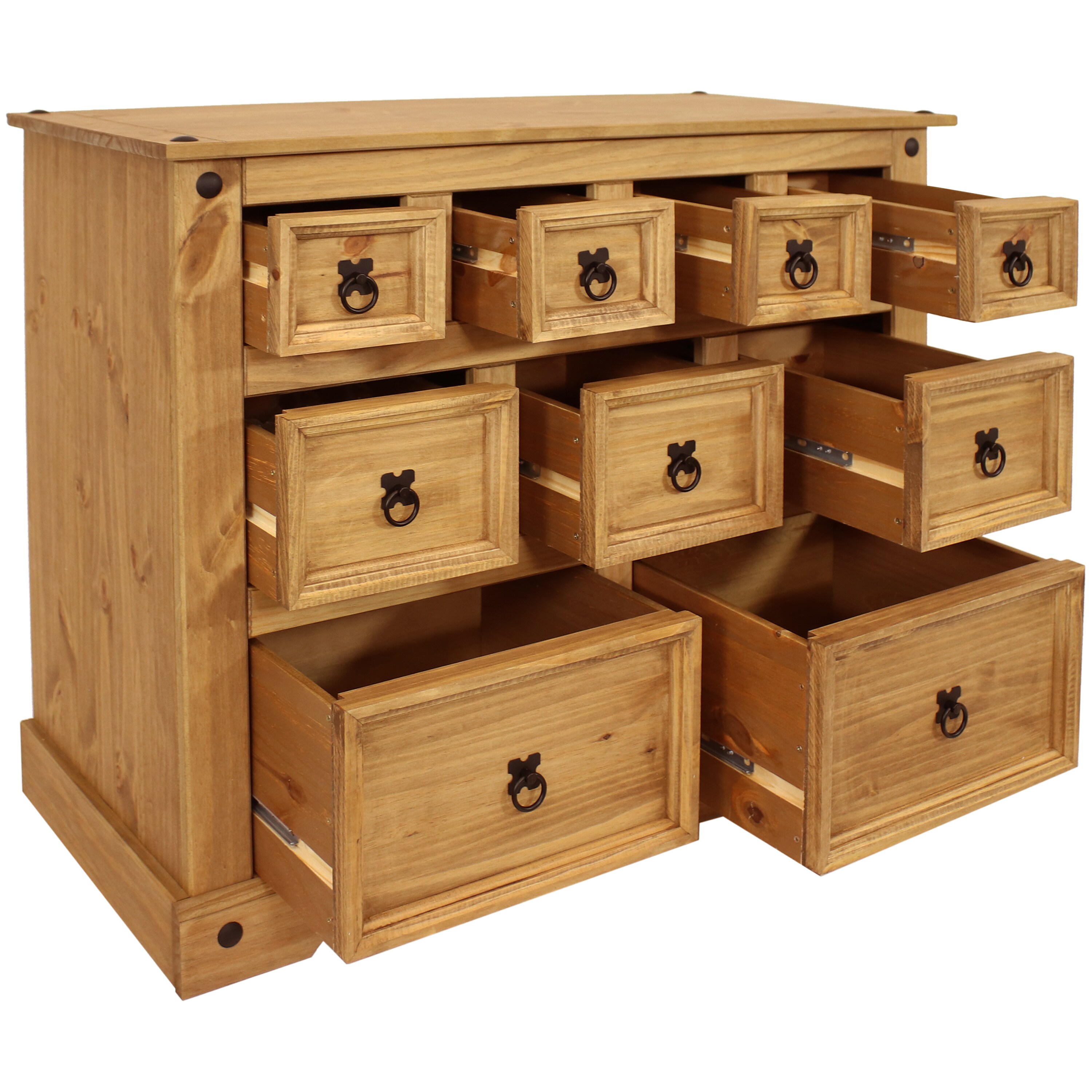 Sunnydaze Light Brown Pine 9-Drawer Farmhouse Chest