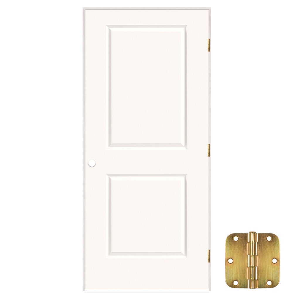 Masonite 641485 36-in x 80-in Snowstorm Solid core 2-panel square Left hand Smooth Prefinished Molded composite Flat Jamb Single Prehung Interior Door
