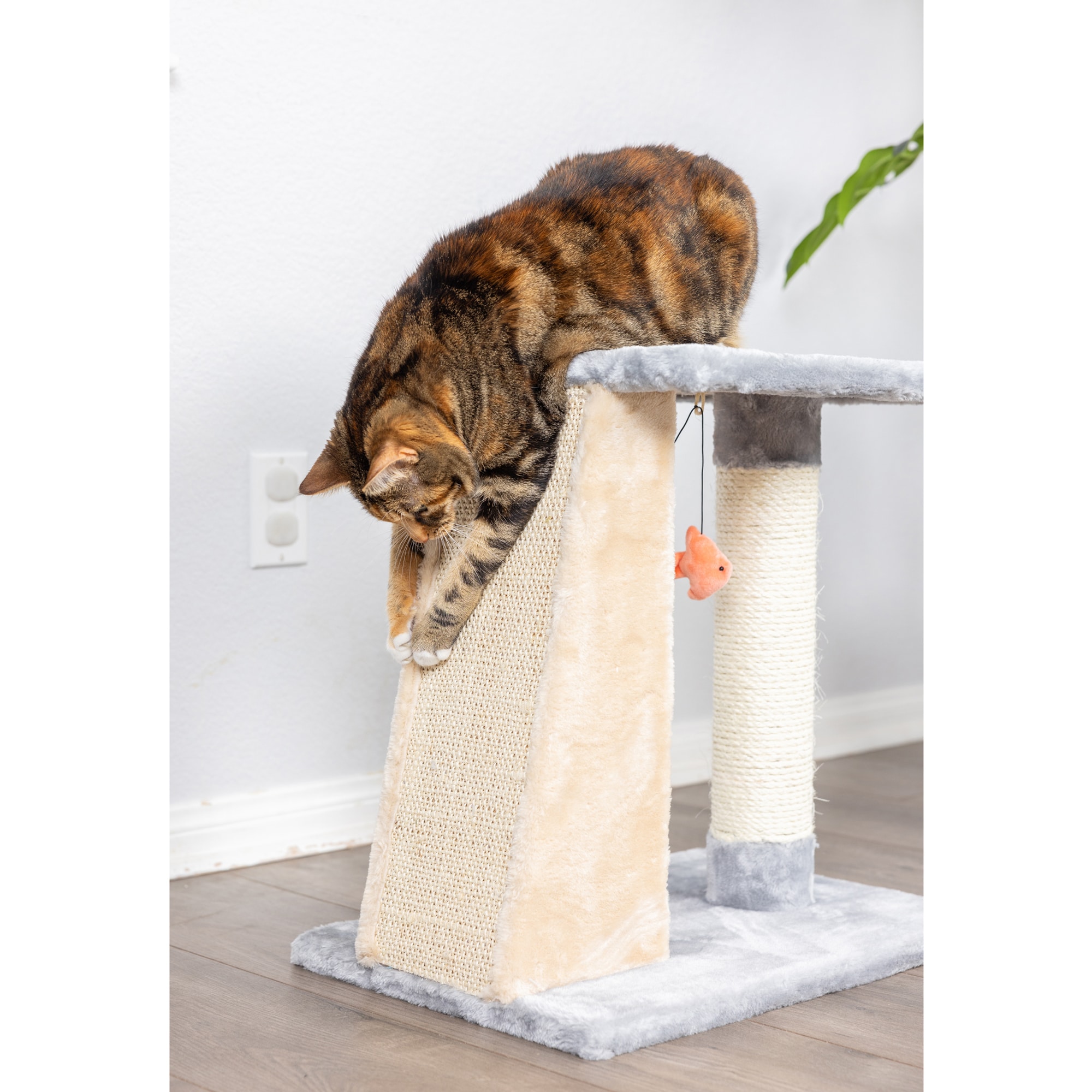 Gray and Beige Sisal Carpet Two-Level Cat Scratcher