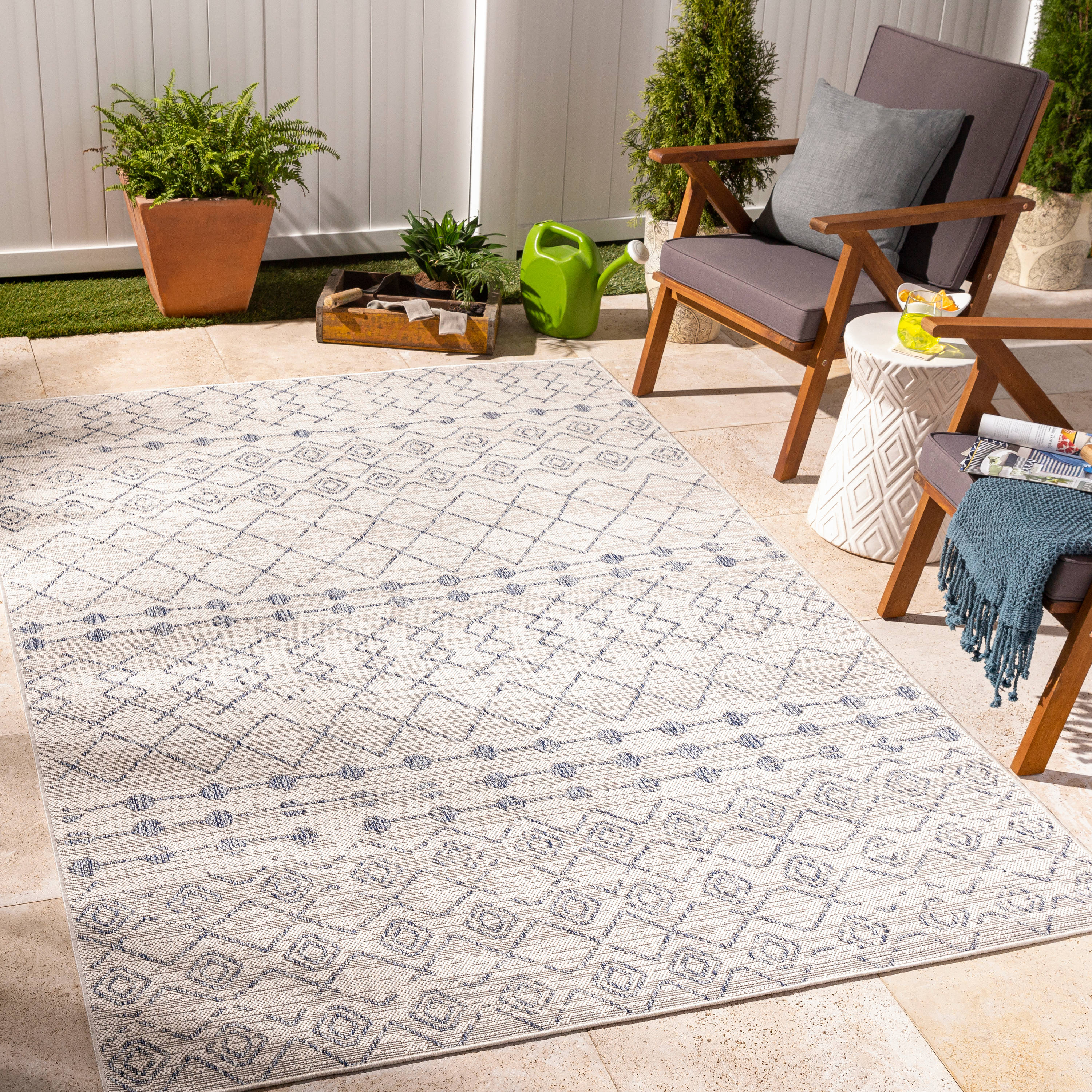 Livabliss TRG2387-71010 Tuareg 8 x 10 (ft) Polypropylene Gray Rectangular Indoor/Outdoor Medallion Global Area rug