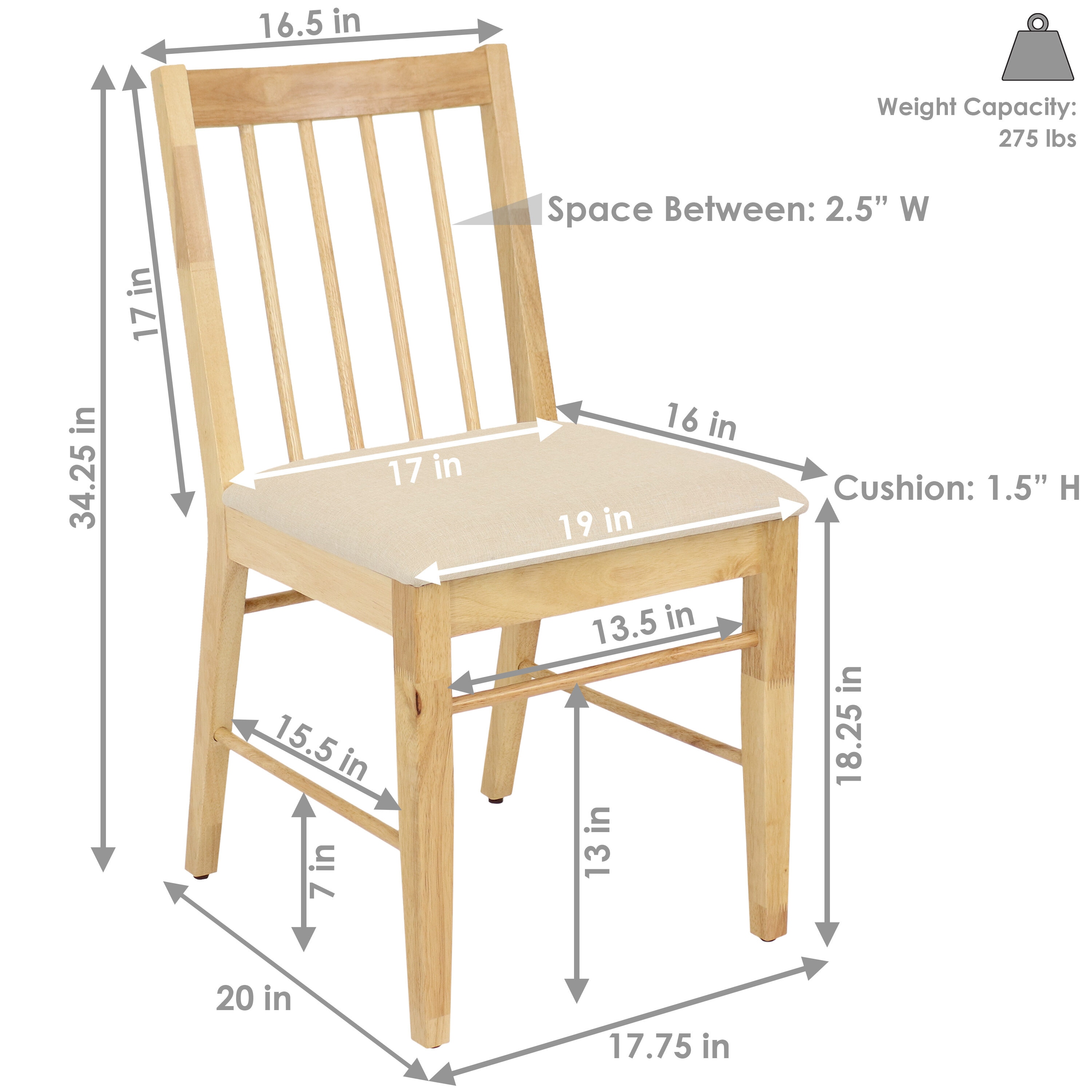 Sunnydaze Decor Set of 2 Casual Polyester Upholstered Dining Side Chair ...