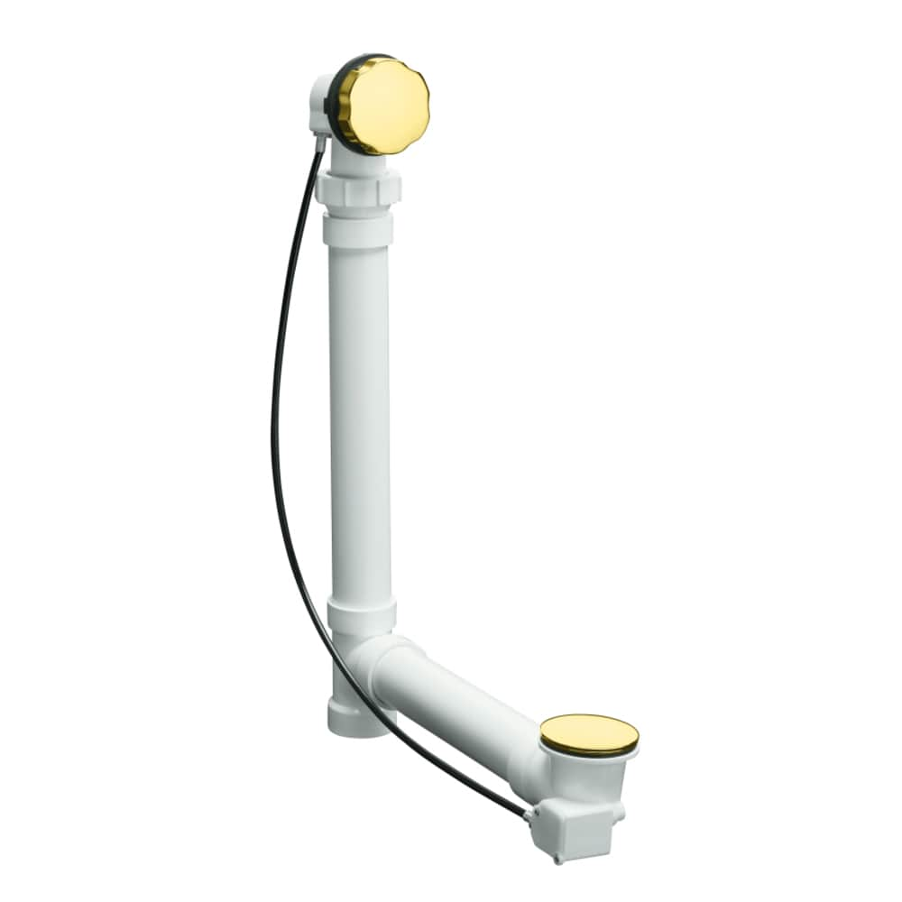 KOHLER 1.5-in Vibrant Polished Brass Cable Drive Drain with PVC Pipe in ...