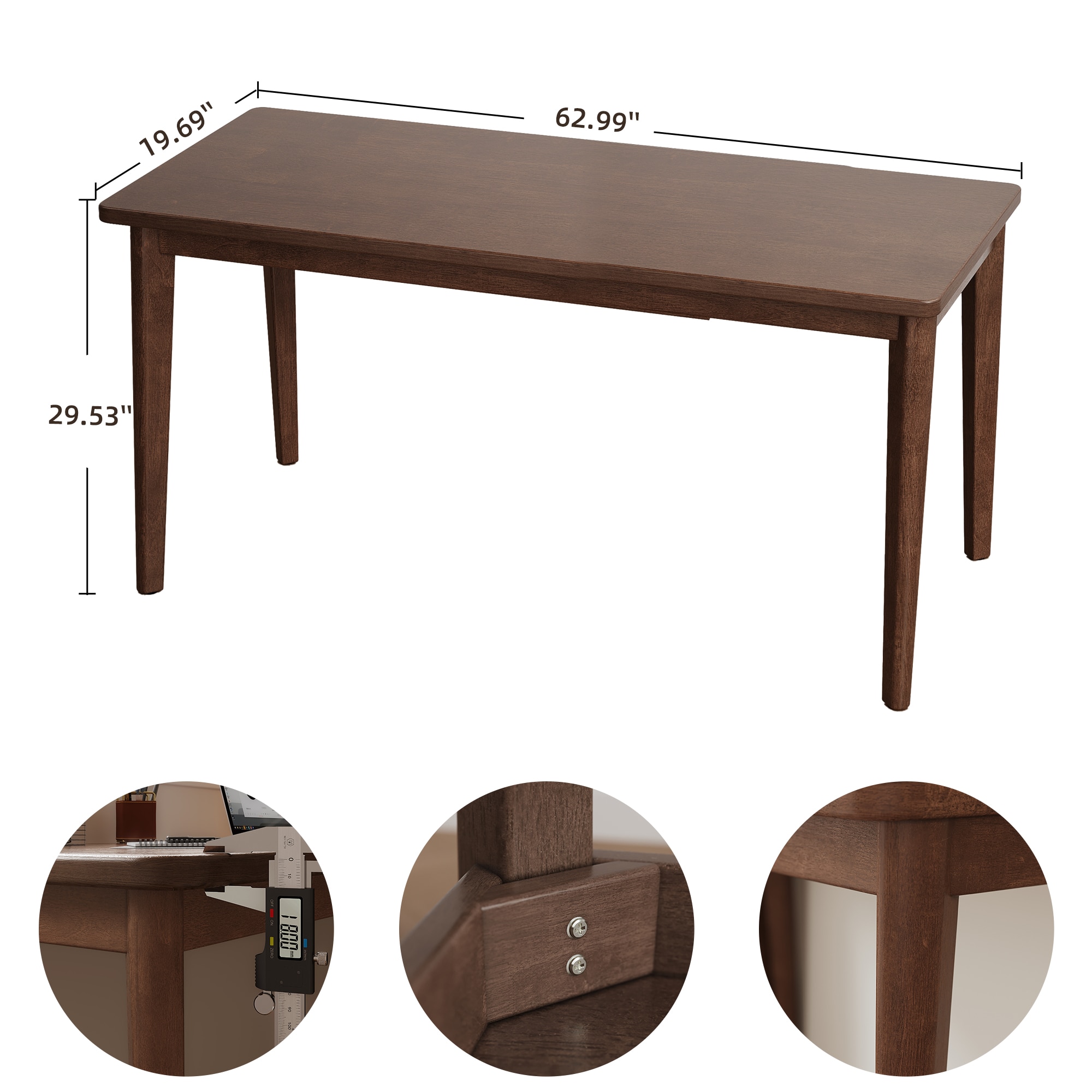 KTMBDW 63-Inch Computer Desk Gaming Desks - Solid Wood Study Writing ...