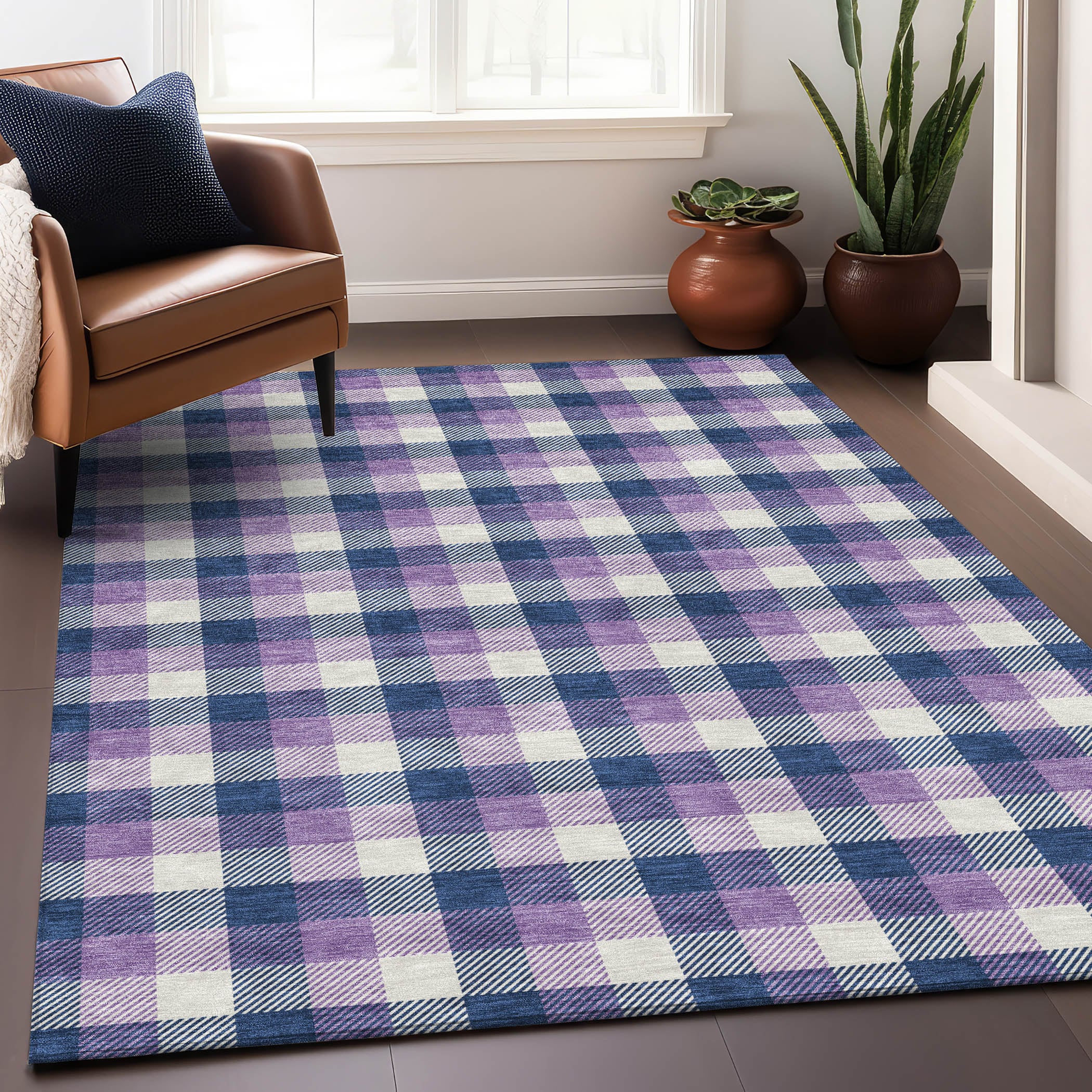 Addison Rugs ACN1053NA5X8 Chantille ACN1053NA 5 x 7 (ft) Polyester Navy Rectangular Indoor/Outdoor Geometric Machine washable Area rug
