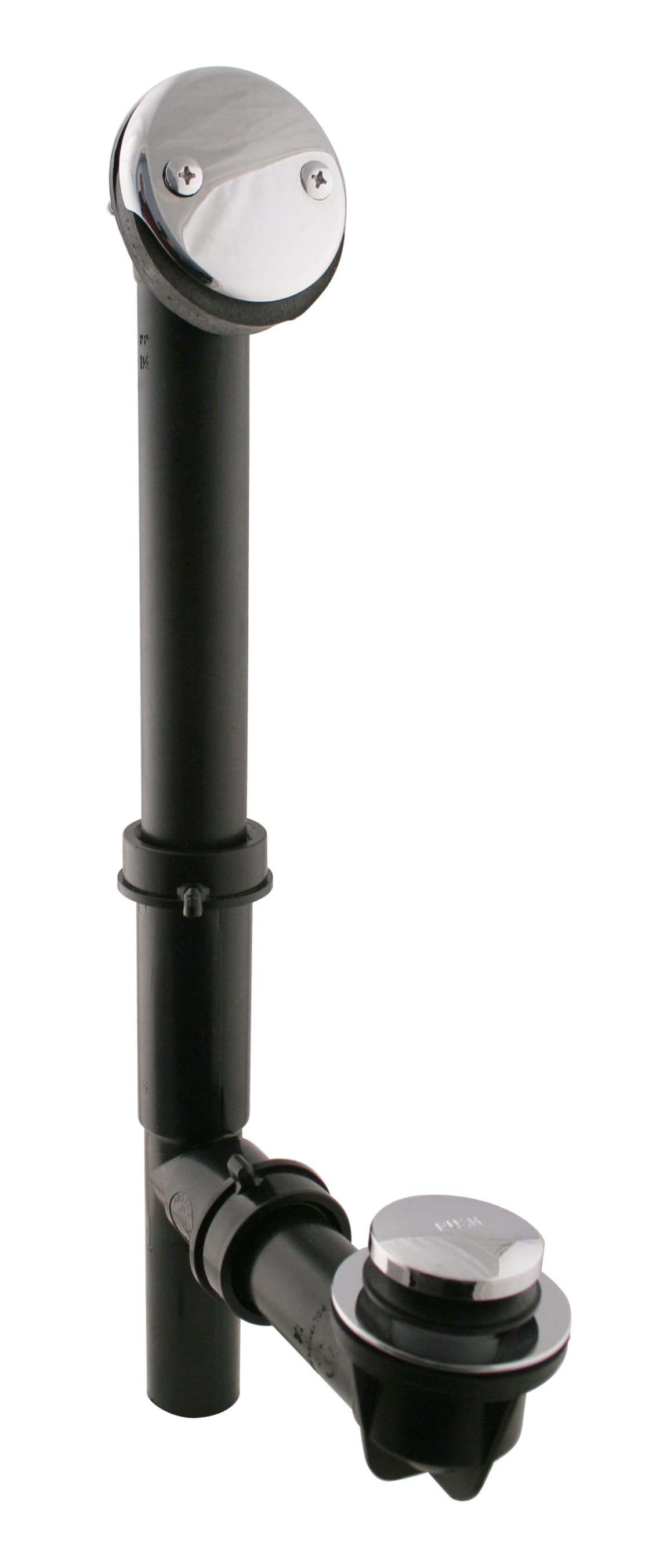 WESTBRASS 593144-26 Bath Waste with Tip-toe Drain 1-1/2" Tubular Black In Polished Chrome