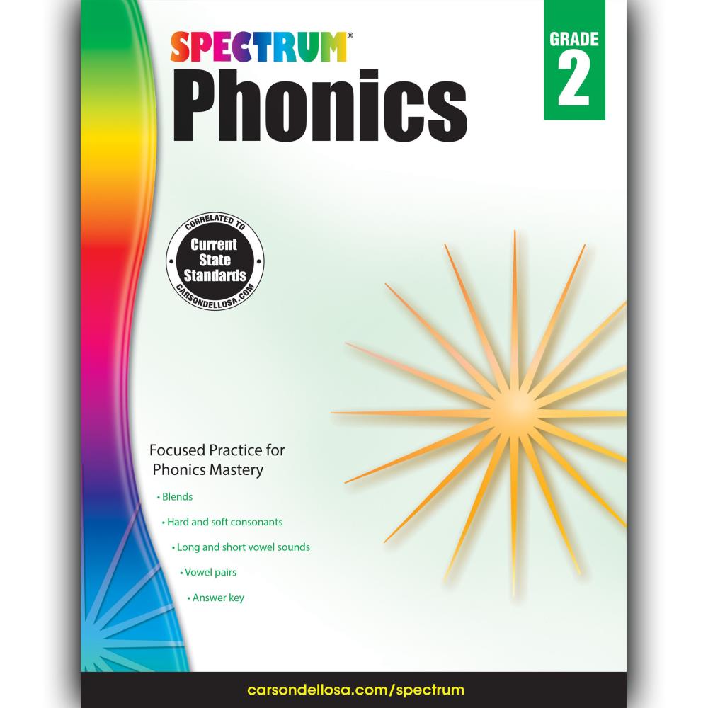 Spectrum CD-704605 Phonics Workbook, Grade 2, Paperback Activity Book