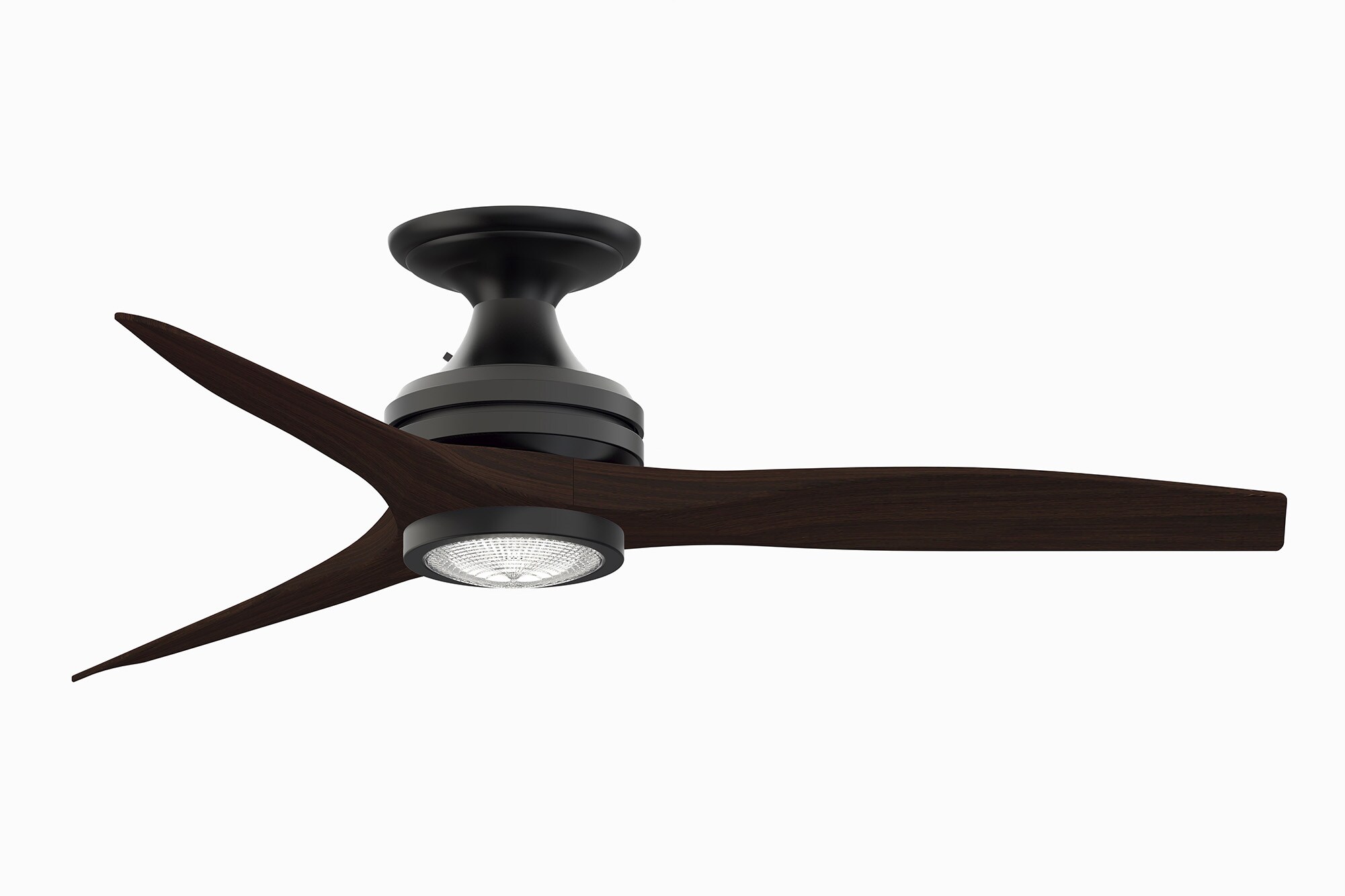 Fanimation Spitfire 48-in Black with Dark Walnut Blades Integrated LED Indoor/Outdoor Flush Mount Propeller Ceiling Fan with Light and Remote -  FP6721BBL-48DWA-LK-F