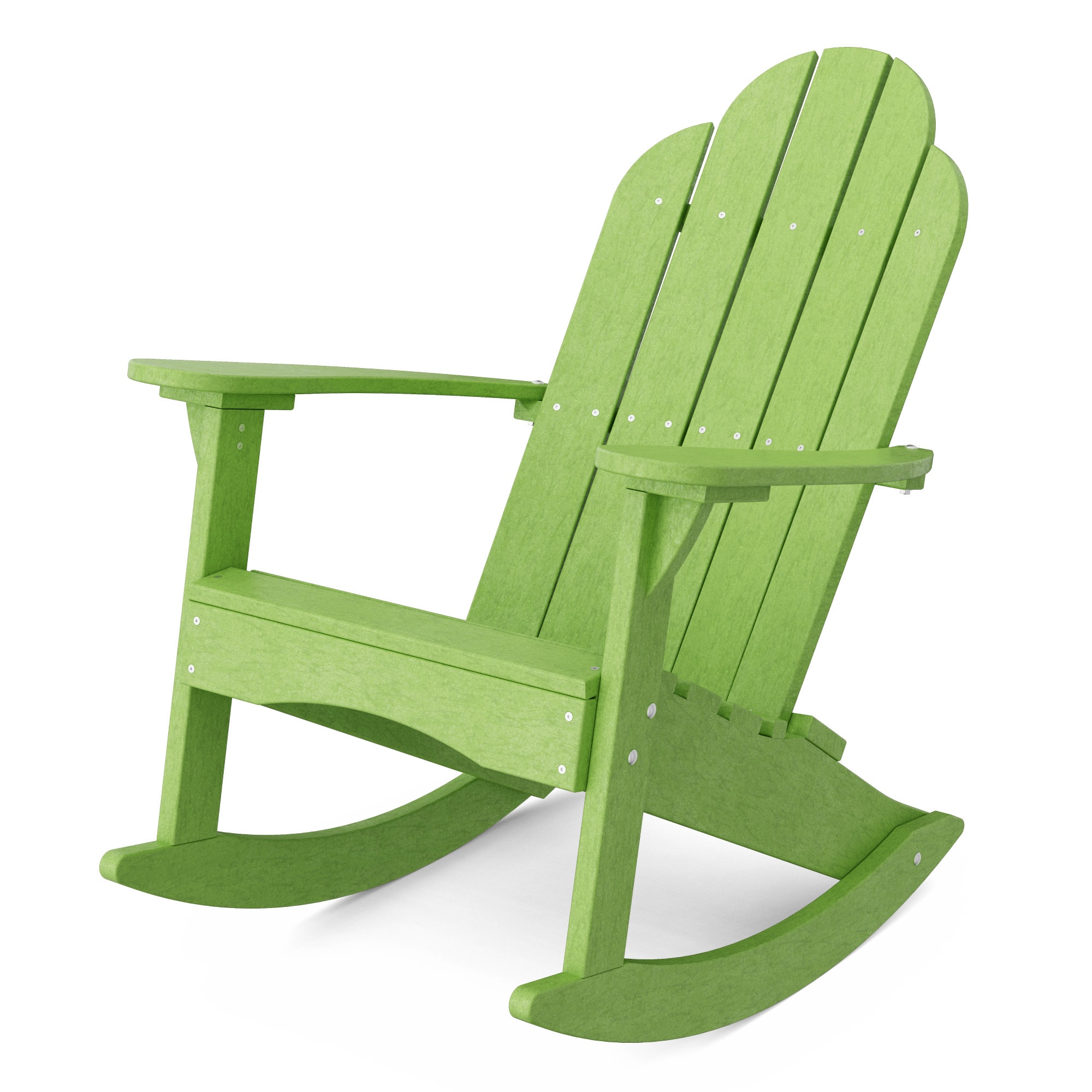 Wildridge LCC-215-TLG Classic Adirondack Lime Green HDPE Frame Rocking Chair with Slat Seat