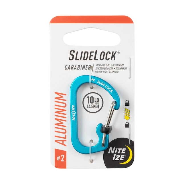 Nite Ize Blue Aluminum Snap-Hook Key Ring, Lightweight & Strong, SlideLock Carabiner Aluminum #2, Solid Construction