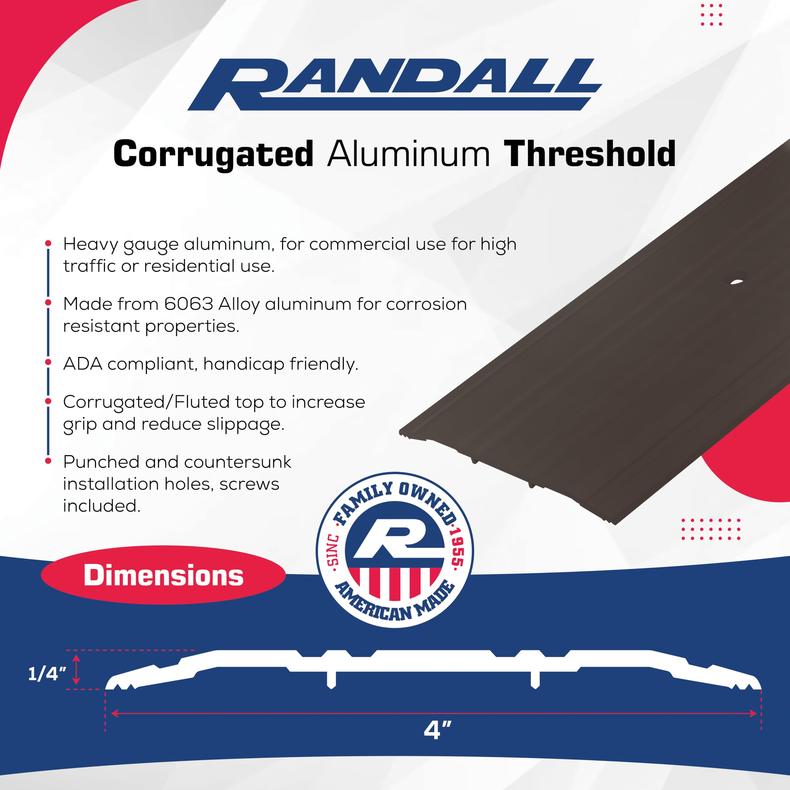Randall Manufacturing Co., Inc 36Inch Dark Bronze Aluminum Threshold ...