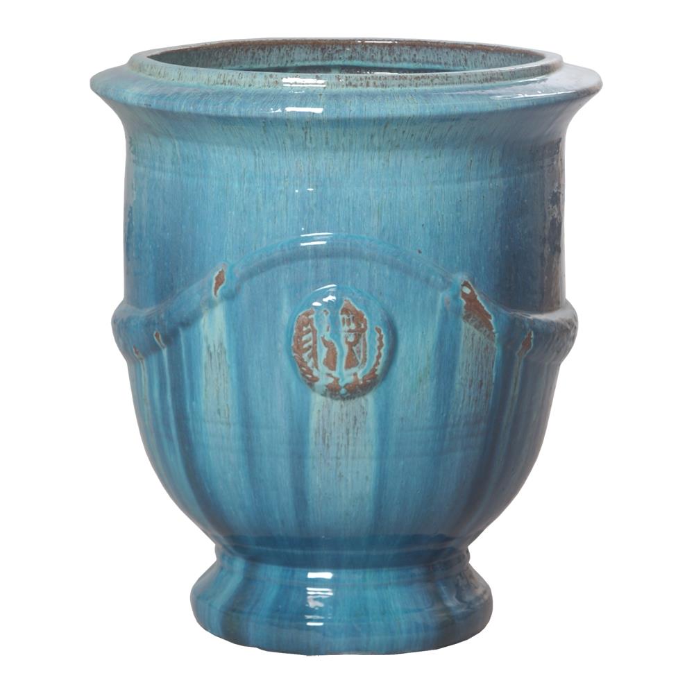 23-in W x 26-in H Turquoise Ceramic Planter in the Pots & Planters  department at