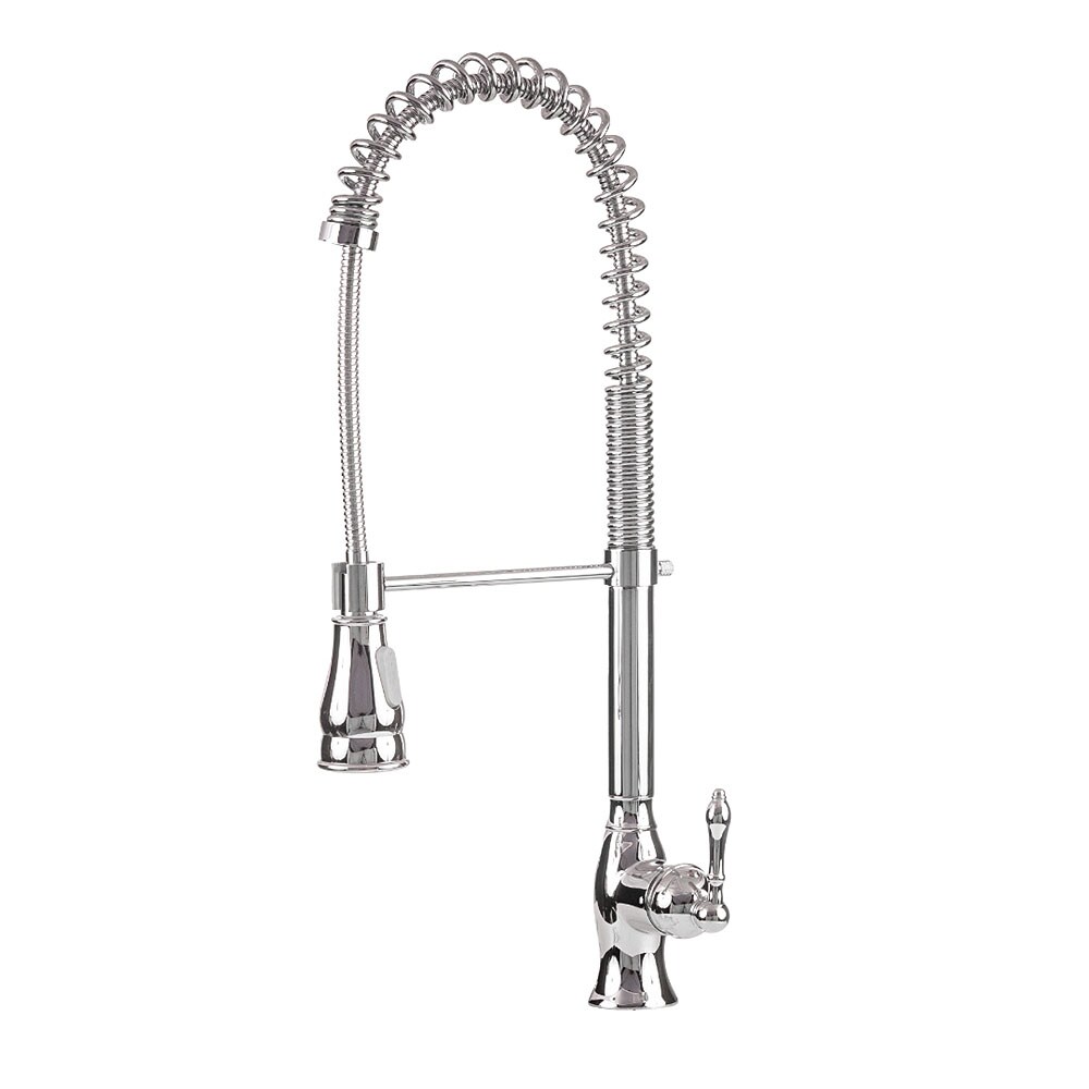 EZ-FLO 10041 Kitchen Series Polished Chrome Single Handle Deck-mount Pull-down Kitchen Faucet with Sprayer ( Deck Plate Included )
