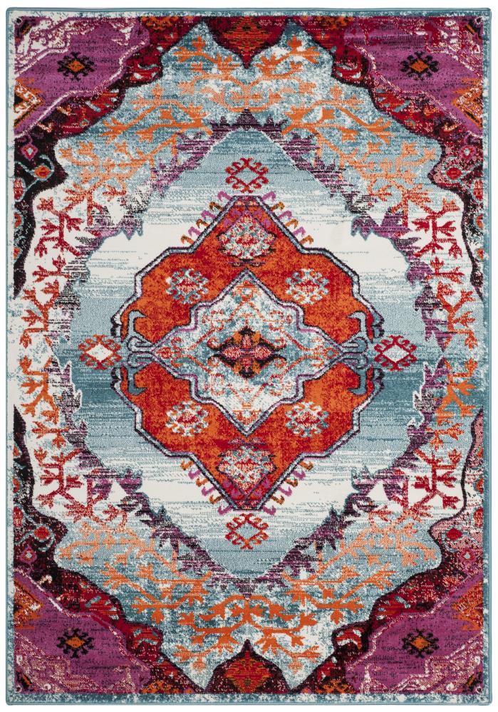 Safavieh CHR912A-6 Cherokee Ardley 6 X 9 (ft) Light Blue/Fuchsia Indoor Geometric Lodge Area Rug