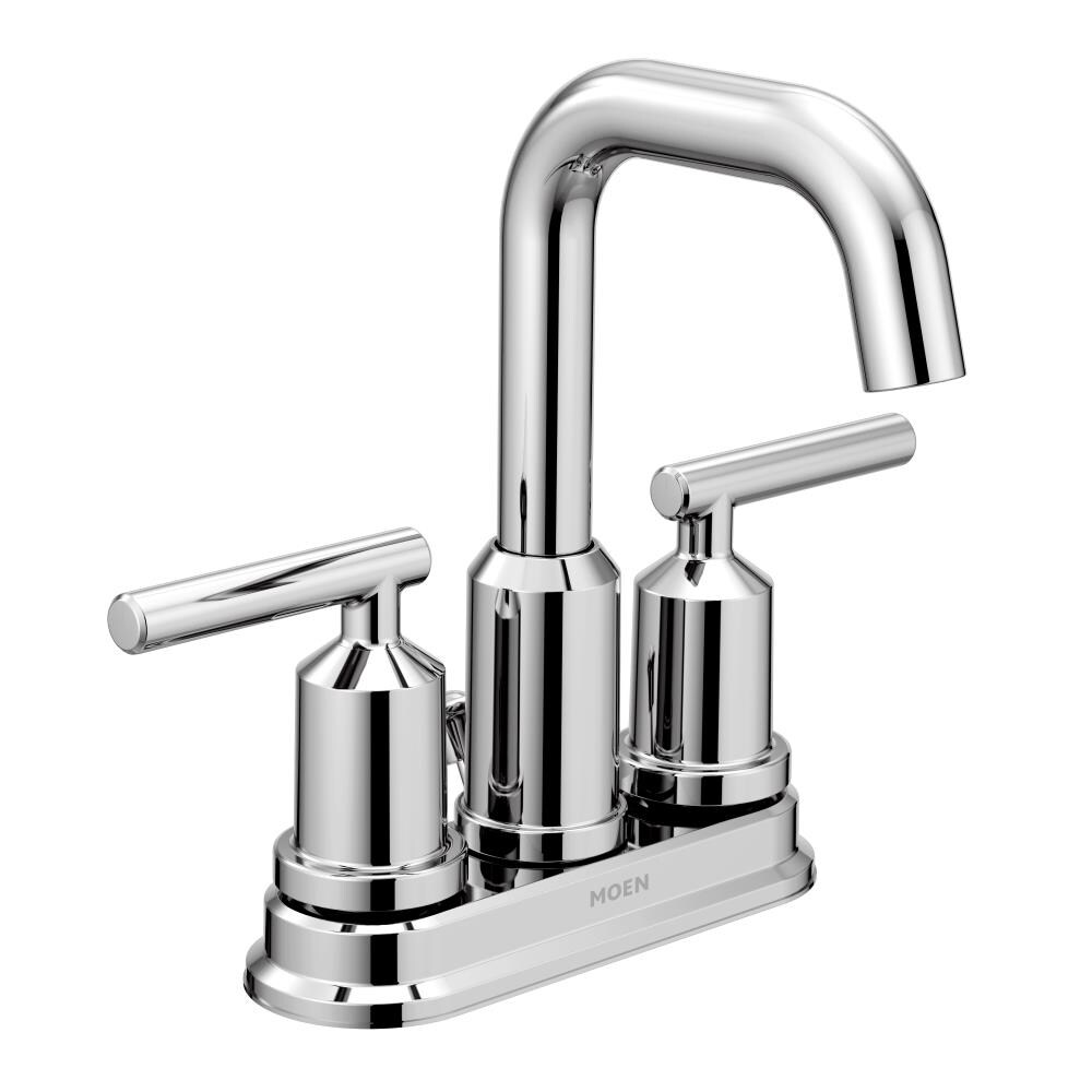 Moen 6150 Gibson Chrome 2-handle 4-in centerset WaterSense High-arc Bathroom Sink Faucet with Drain