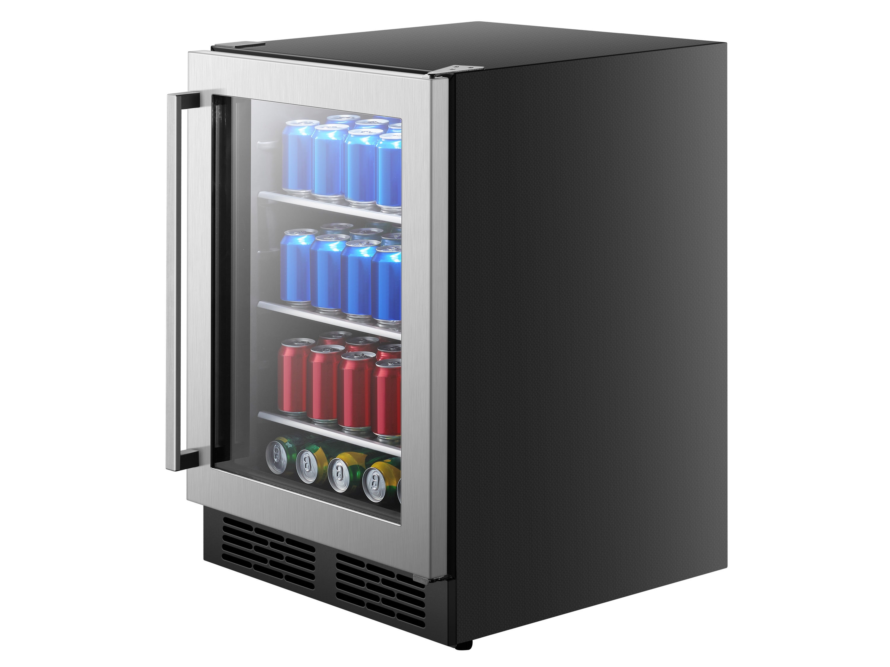  Advanics 20 Inch Wide Built in Beverage Refrigerator with Clear  Glass Front Door, 120 Can Under Counter Cabinet Soda Beer Drink Cooler  Center Large, Undercounter Bar Display Fridge for Man Cave