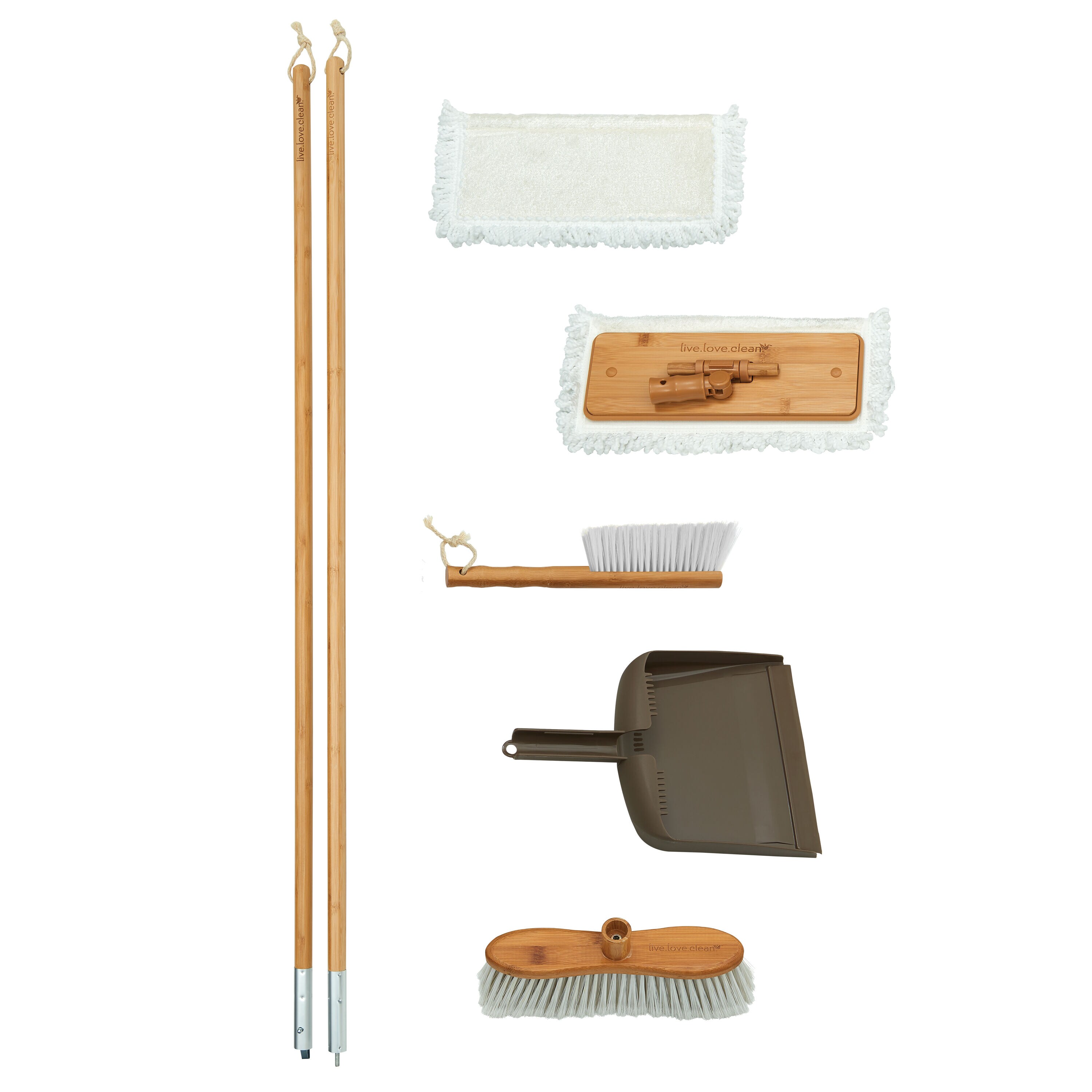 Harper Live.Love.Clean. Bamboo Counter Brush and Dustpan Set