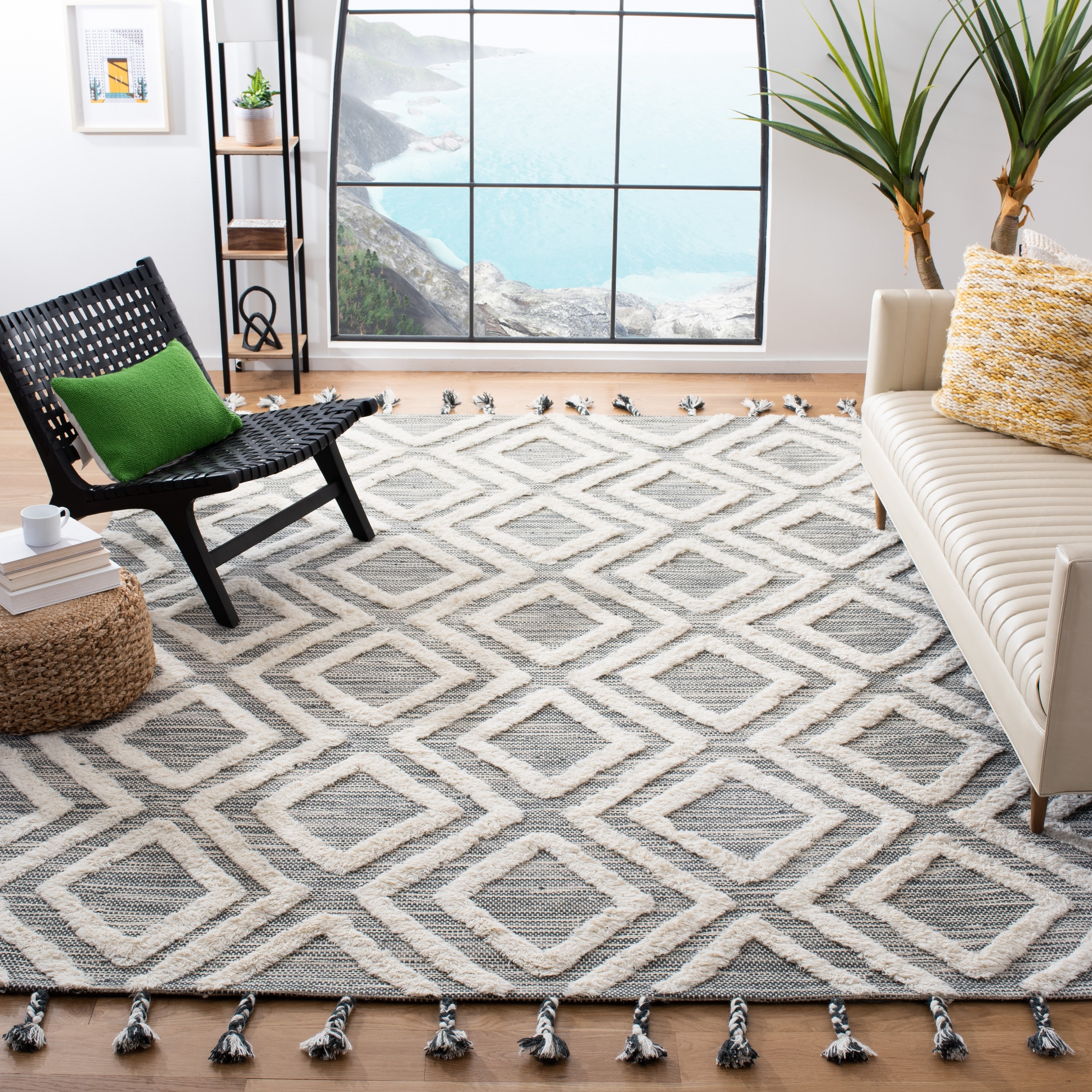 Safavieh KNY331L-8 Kenya Shouko 8 x 10 (ft) Tufted Wool Teal/Ivory Rectangular Indoor Geometric Bohemian/Eclectic Area rug