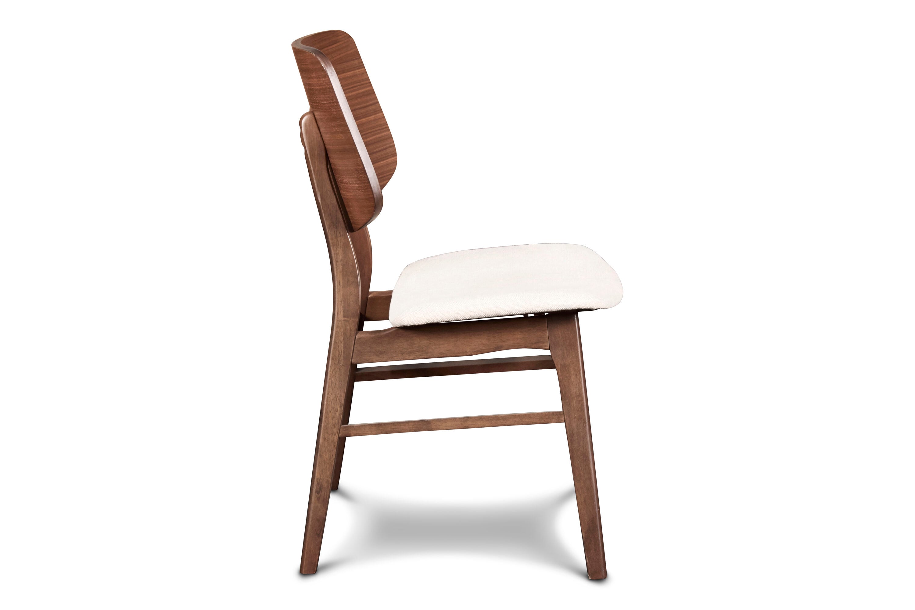 Oscar Walnut and Beige Upholstered Side Chairs, Set of 2