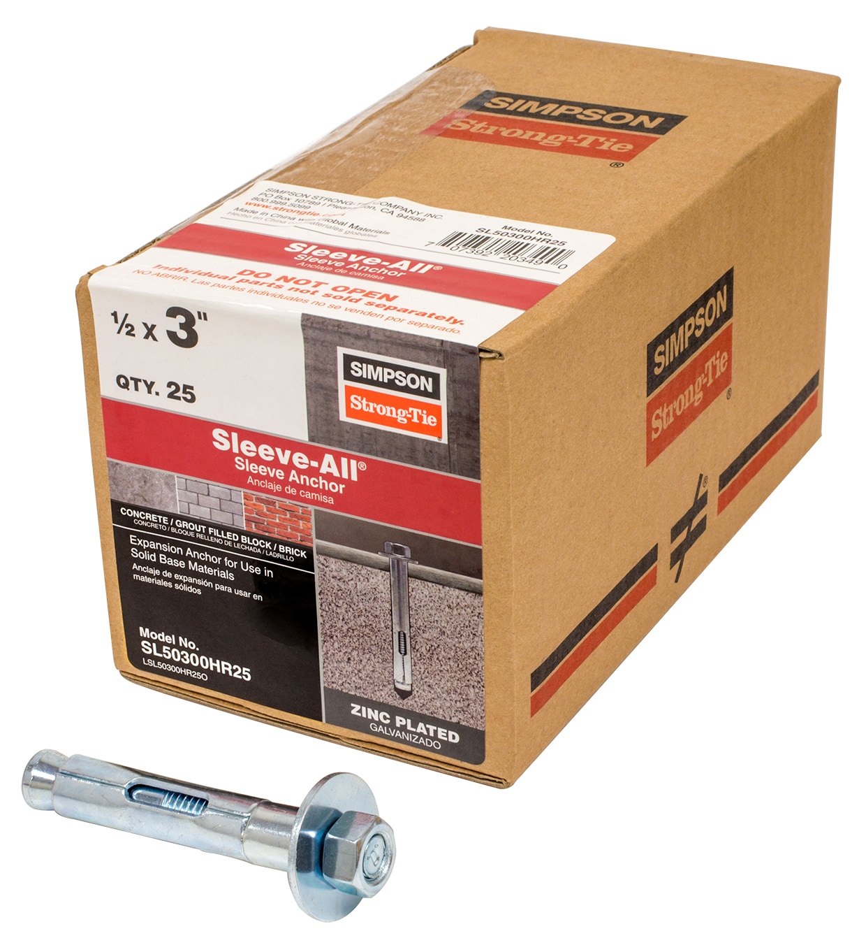 Simpson Strong-Tie SL50300HR25 1/2-in x 3-in Sleeve Anchors 25 -Pack