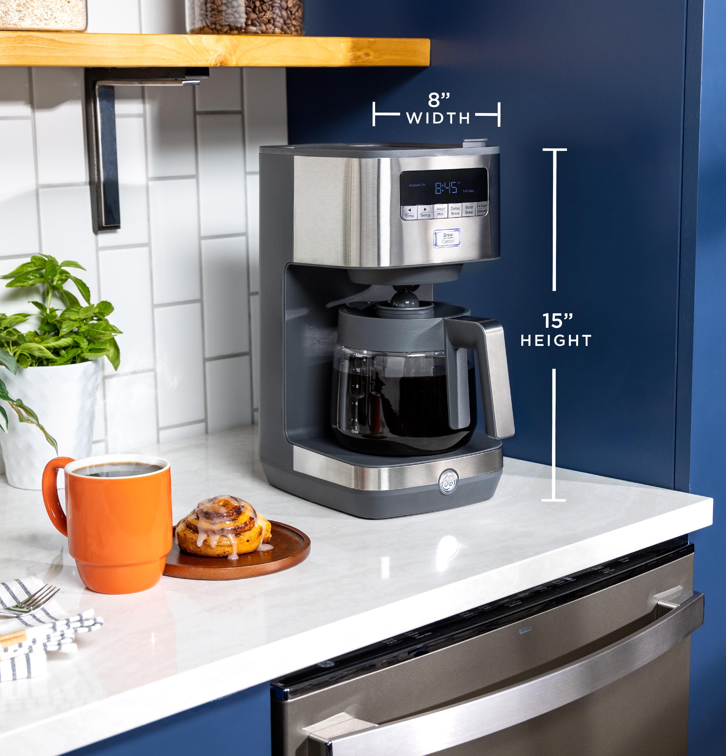 GE 12-Cup Stainless Steel Residential Drip Coffee Maker in the Coffee Makers  department at