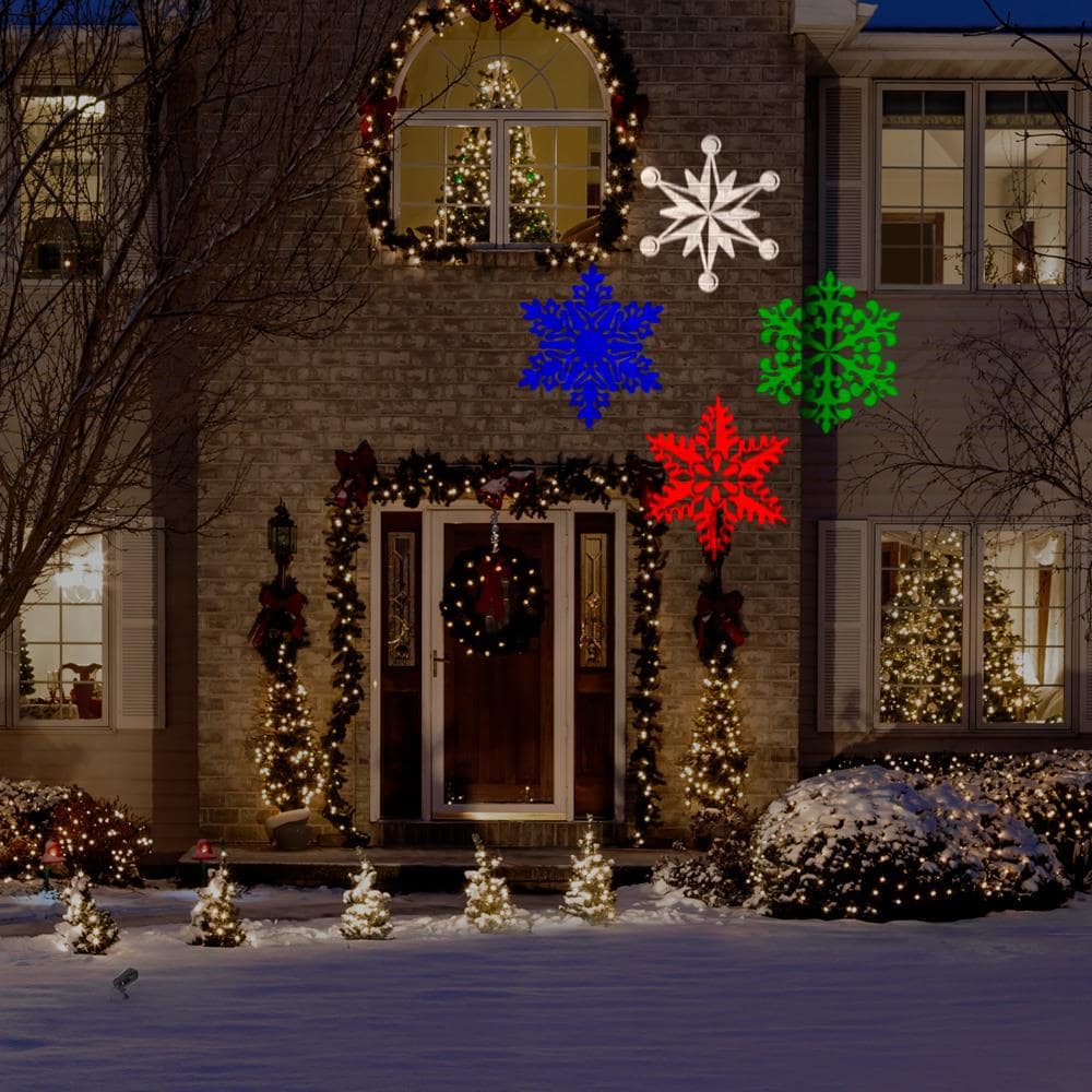 Gemmy Lightshow Projection Multi-Function Multicolor LED Snowflakes ...