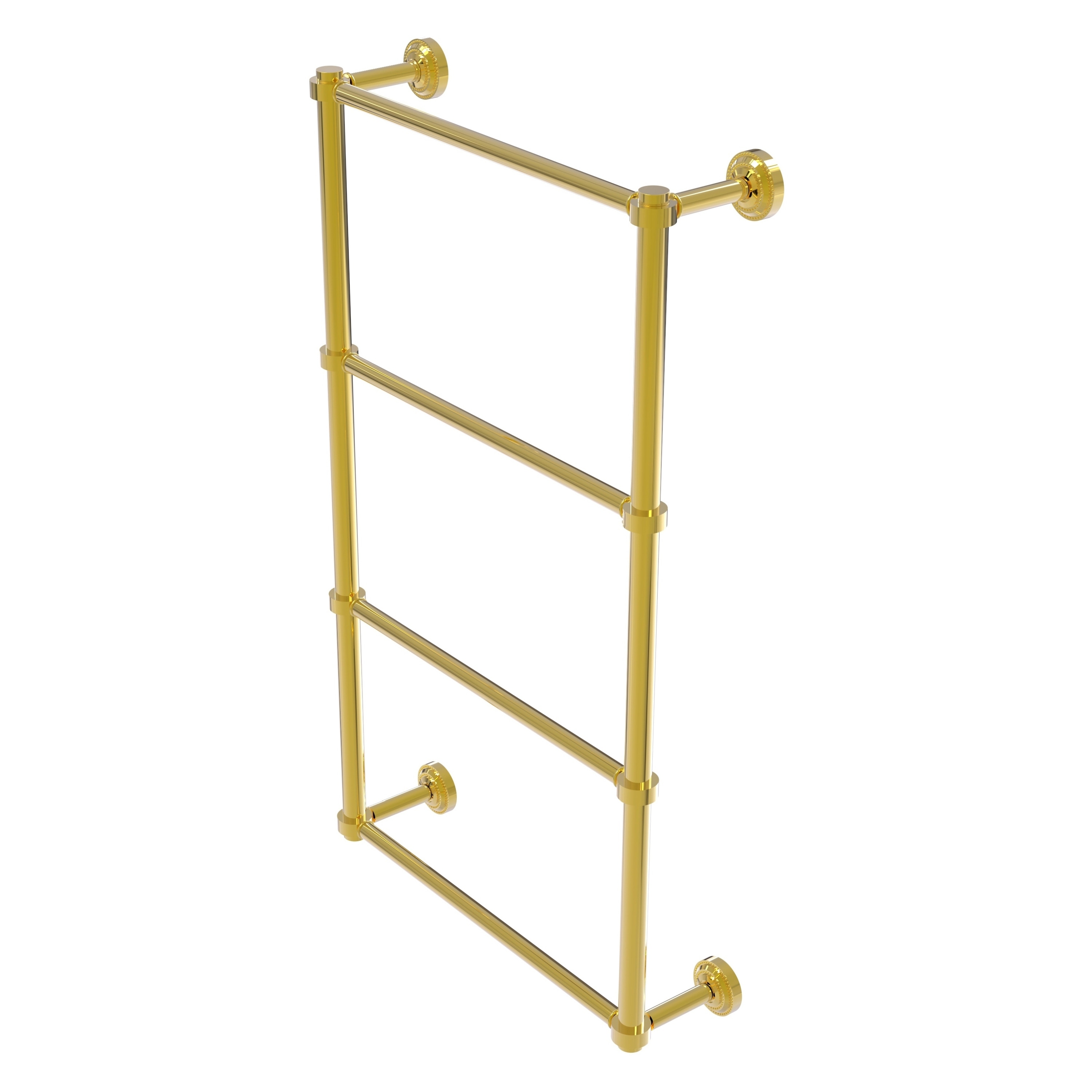 Allied Brass DT-28-24-PB Dottingham 24-in double Polished Brass Wall mount 4-tier Towel Bar