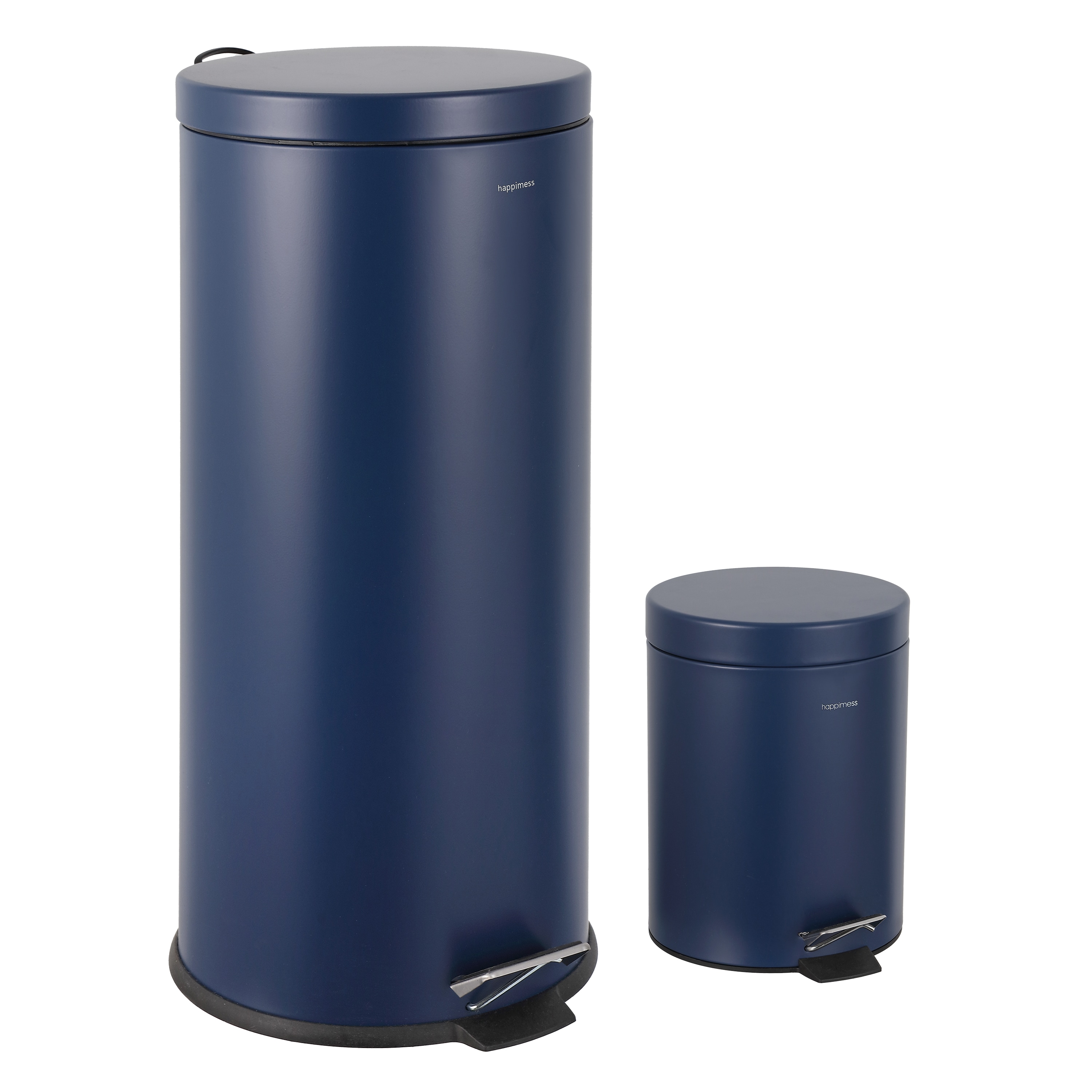 happimess 9.3 Gallon Denim Blue Metal Indoor Kitchen Step Trash Can #HPM1000B