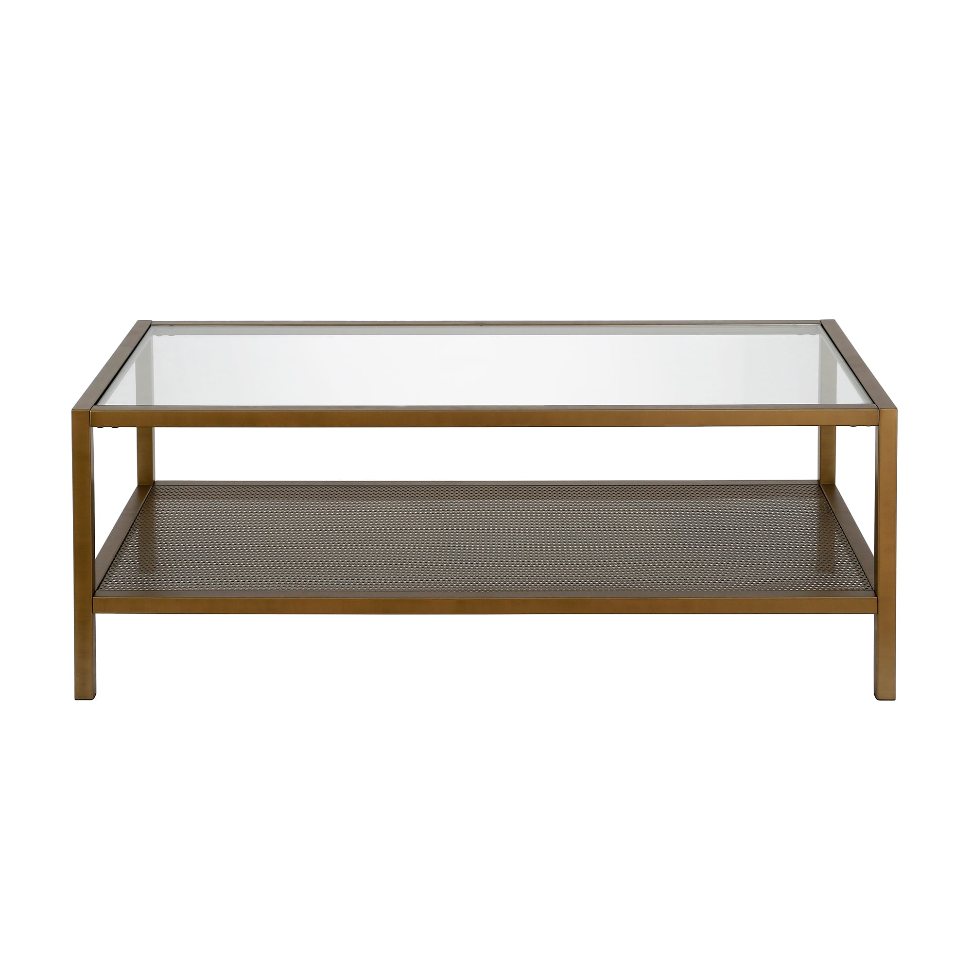 Rigan Brass and Glass Rectangular Coffee Table