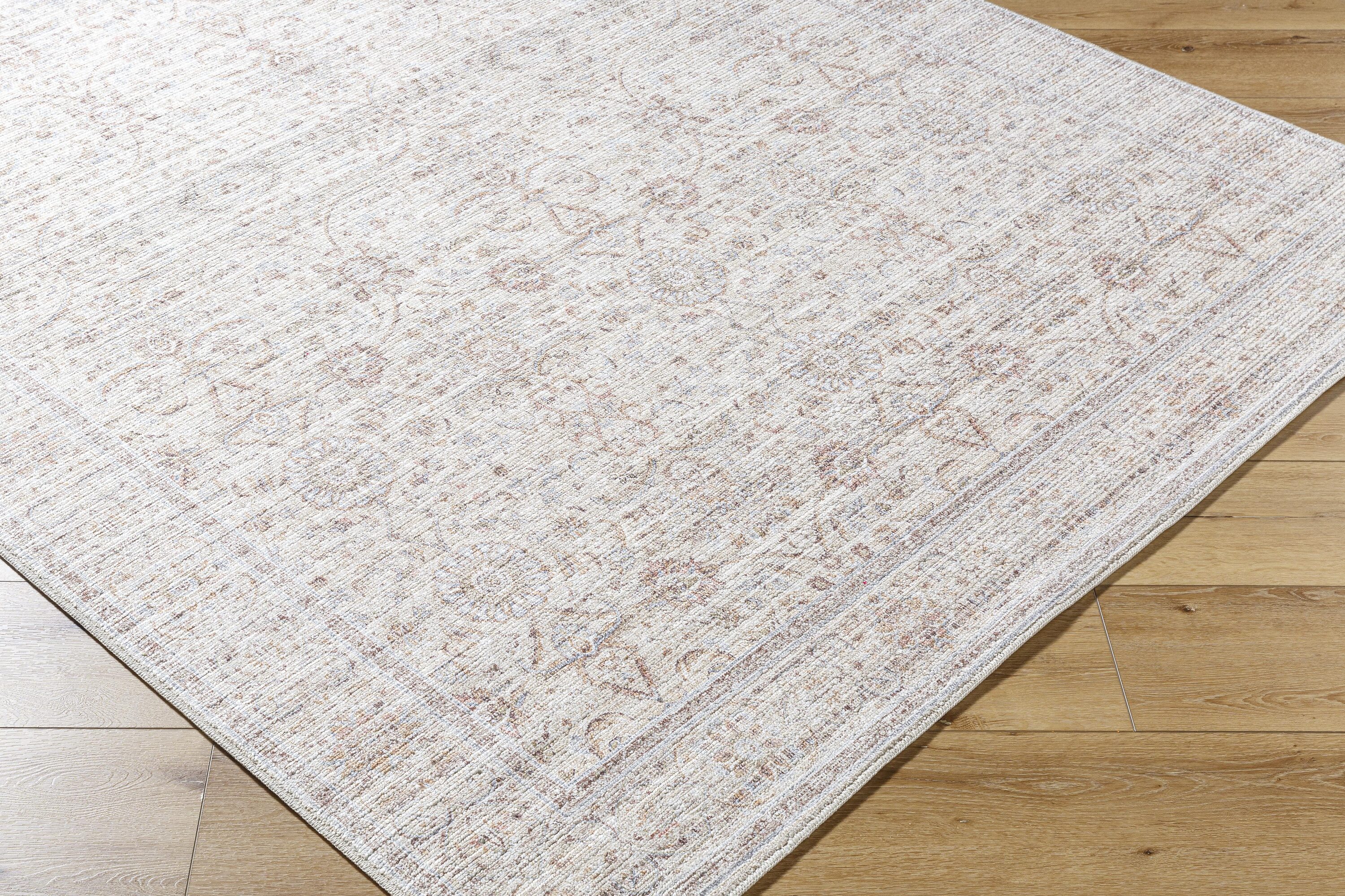 Ivory and Light Gray Synthetic Reversible Runner Rug, 2'6" x 7'3"