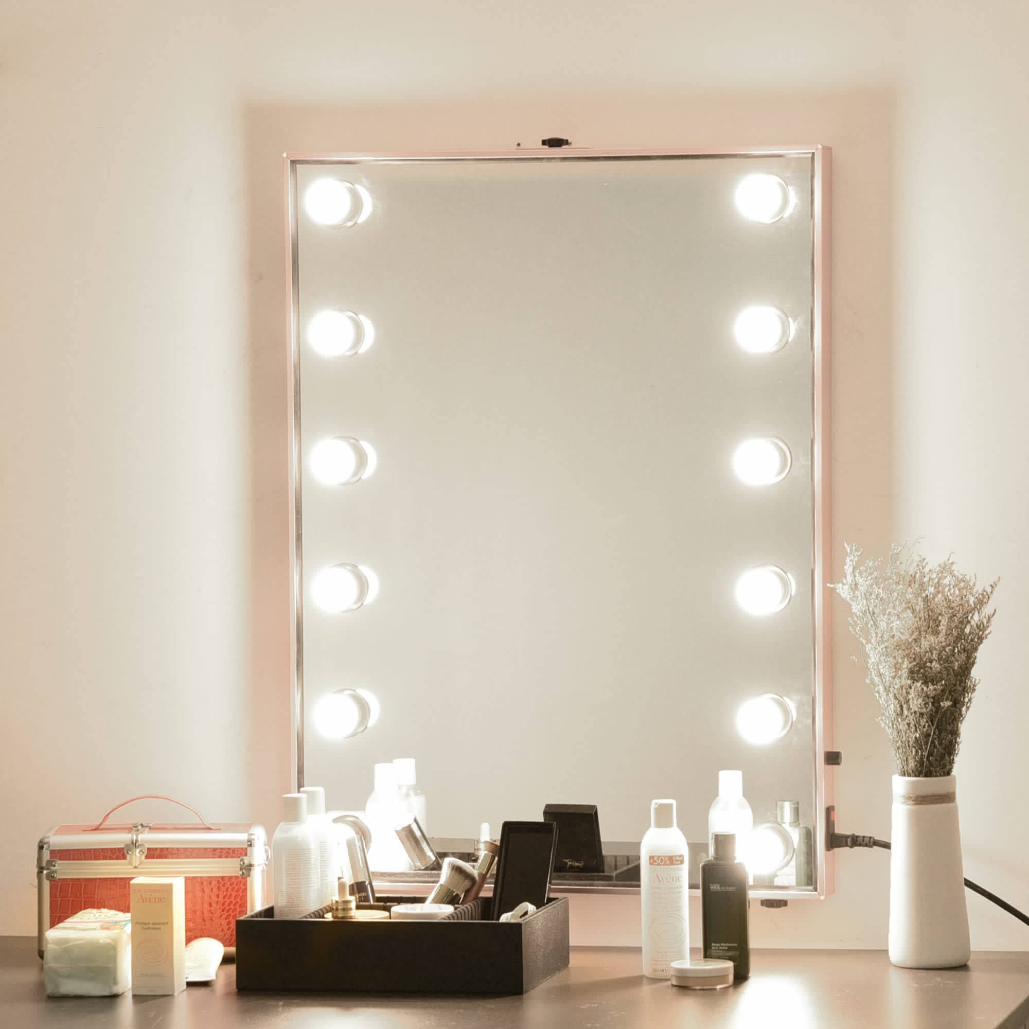 Yescom 12MKM002-850A-RG-LO Byootique Lighted Hollywood Vanity Mirror 12pcs Dimmable LED Tabletop Wall Mount Makeup
