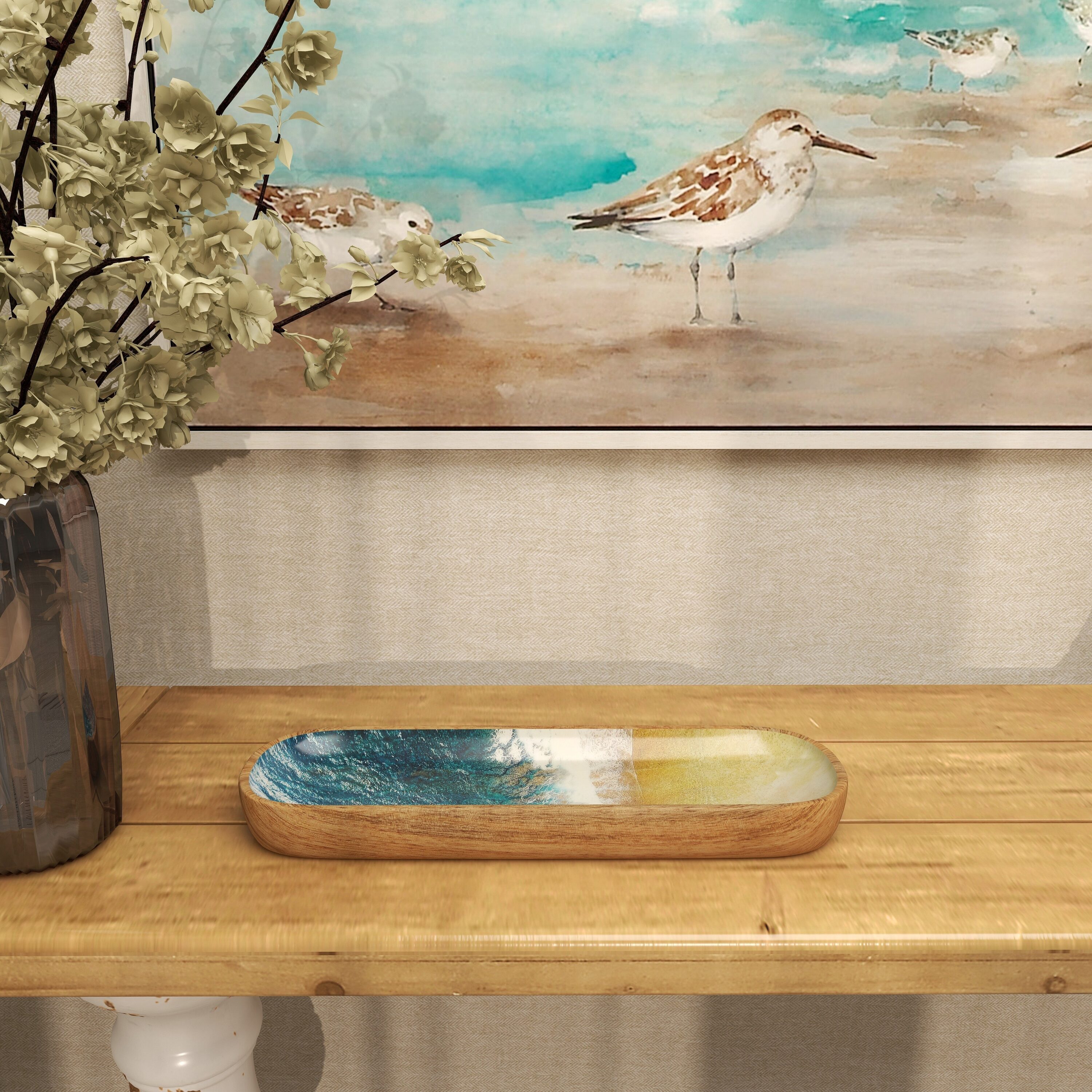 Grayson Lane 820178 Brown Wood Coastal Decorative tray