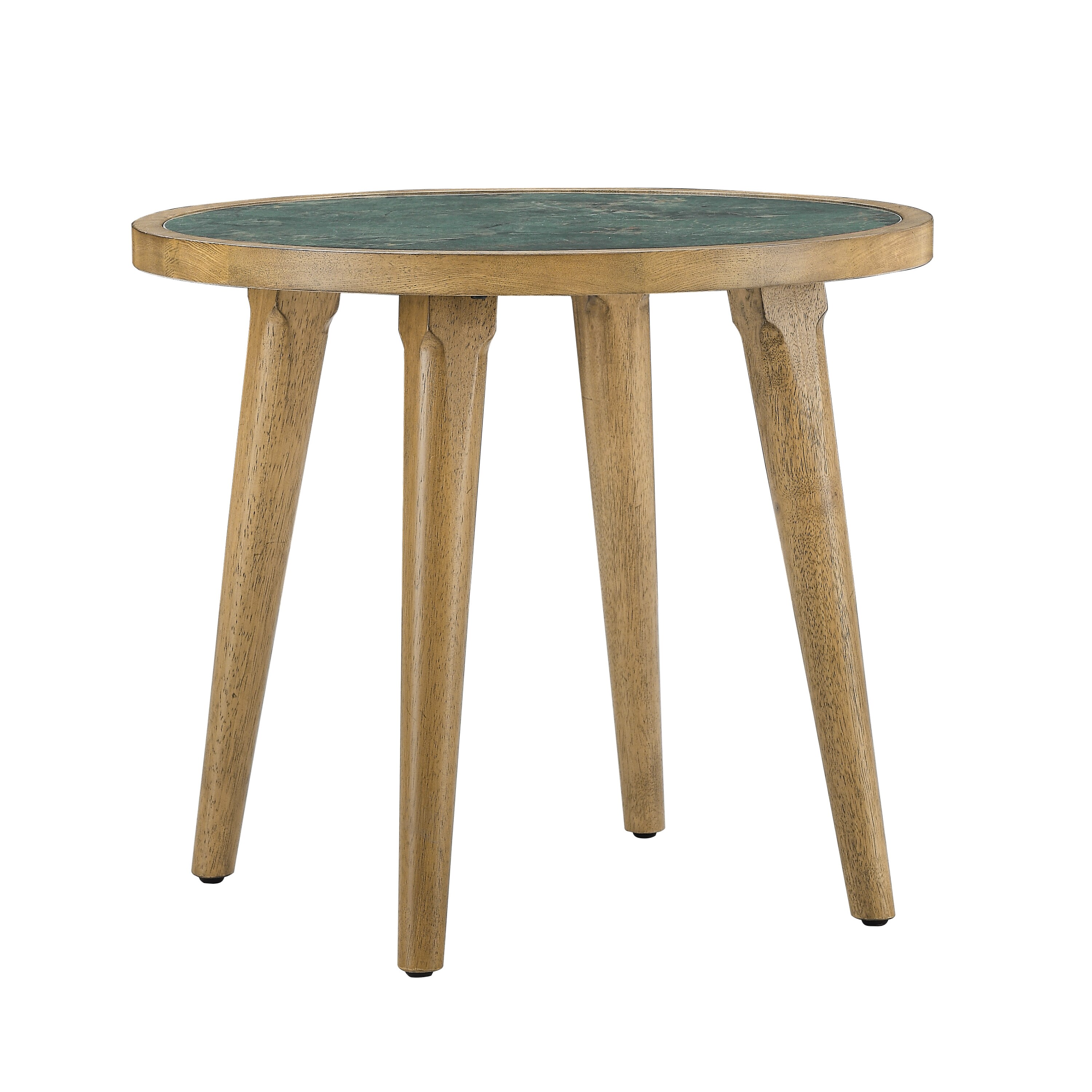 Steve Silver NV200GE Novato 22-in W x 19.25-in H Light Chestnut Stone Round Midcentury End Table Assembly Required