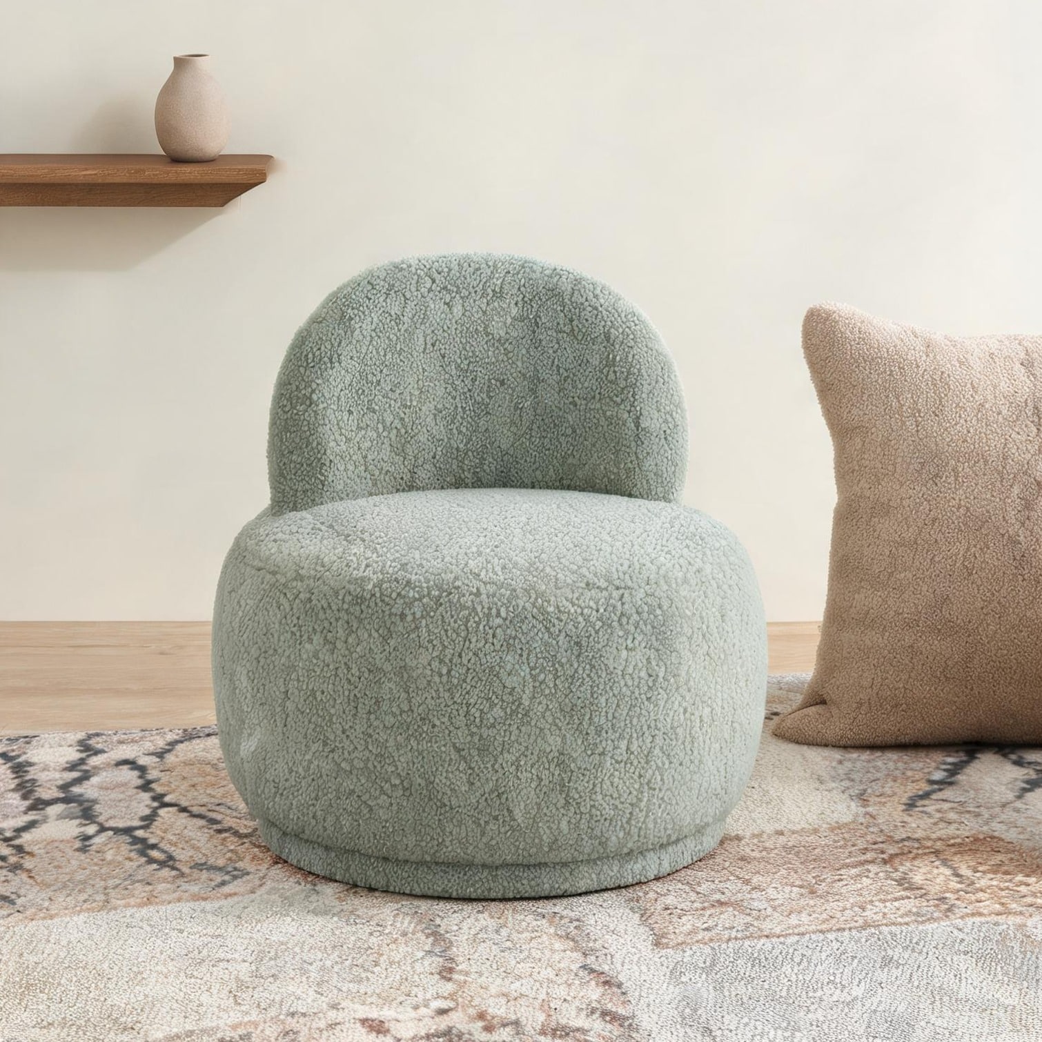 chillscreamni - Green Fabric Chairs and Accent Seating with Soft Green and Low Backrest 26 W 26 in
