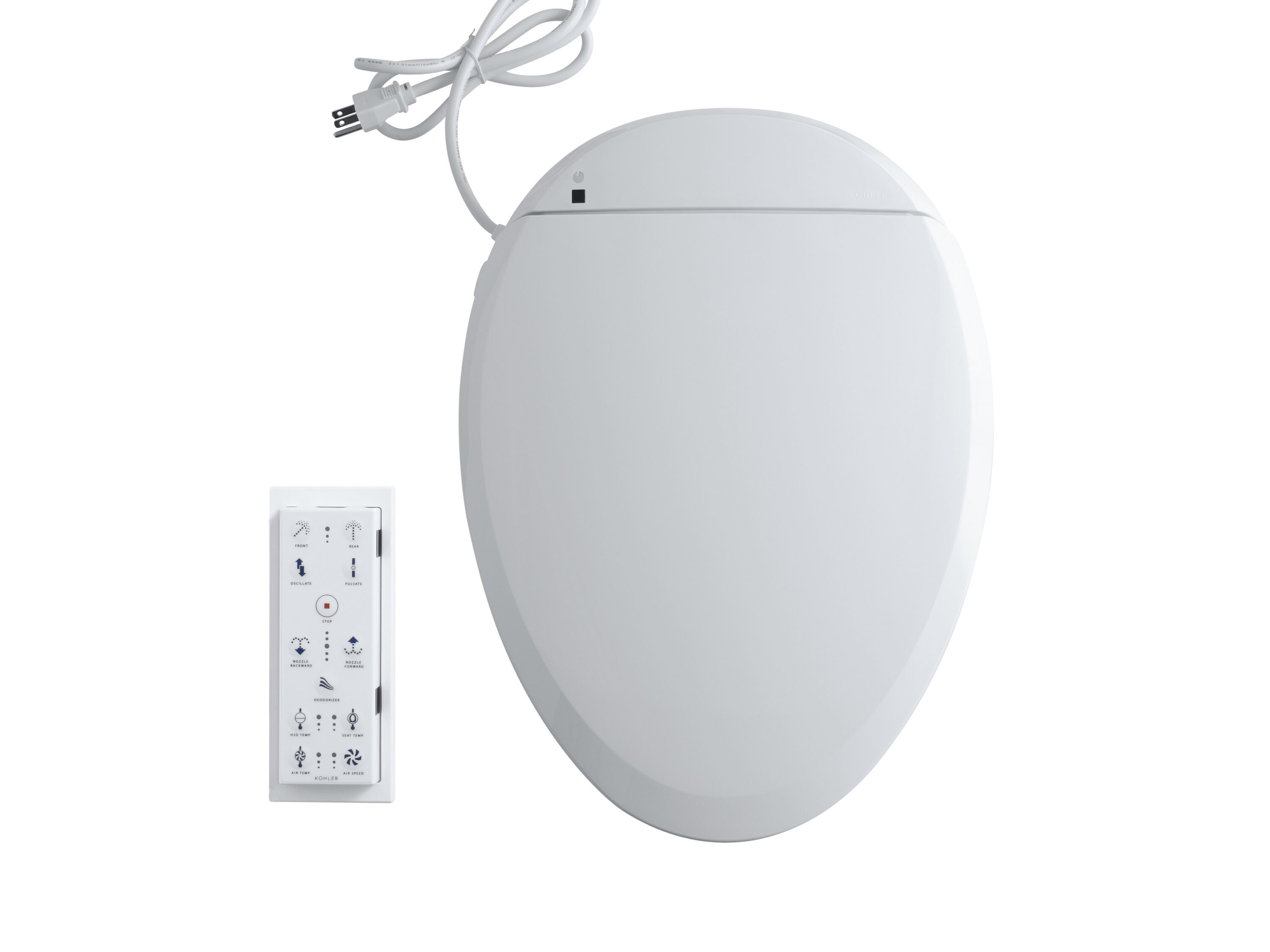 KOHLER 4744-0 C3-201 Plastic White Elongated Heated Bidet Toilet Seat